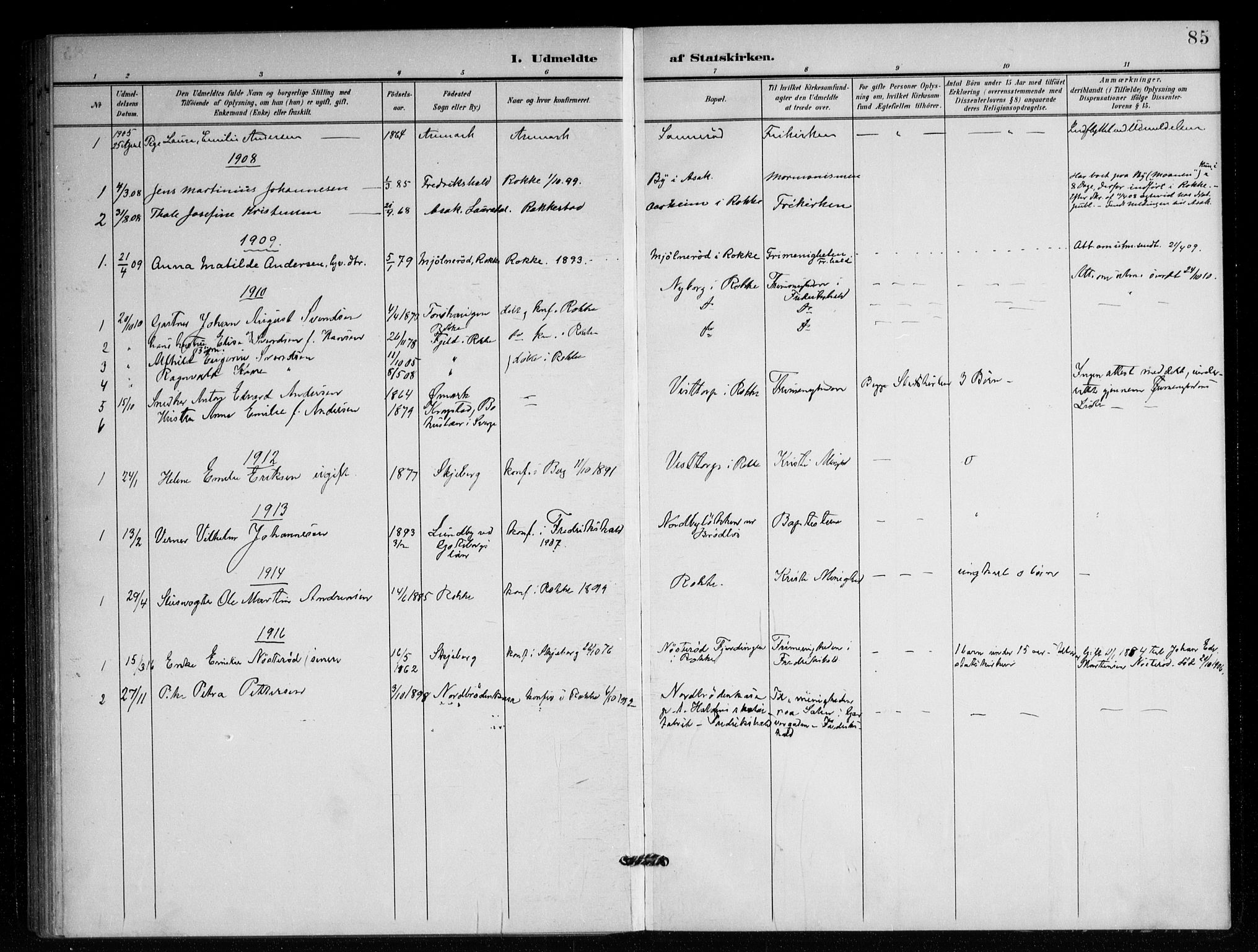 Berg prestekontor Kirkebøker, SAO/A-10902/F/Fc/L0003: Parish register (official) no. III 3, 1902-1916, p. 85