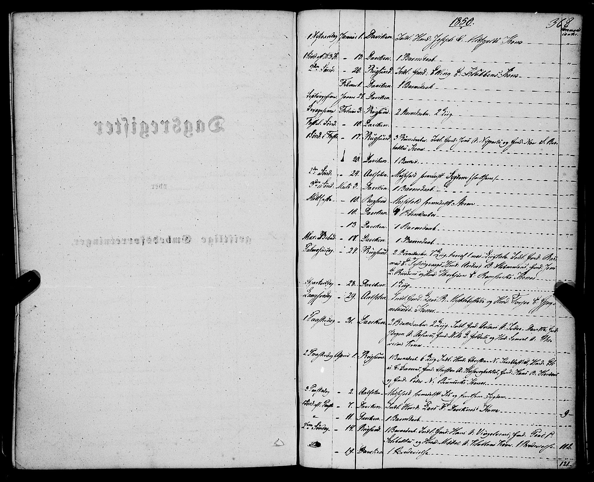 Davik sokneprestembete, SAB/A-79701/H/Haa/Haaa/L0005: Parish register (official) no. A 5, 1850-1866, p. 368