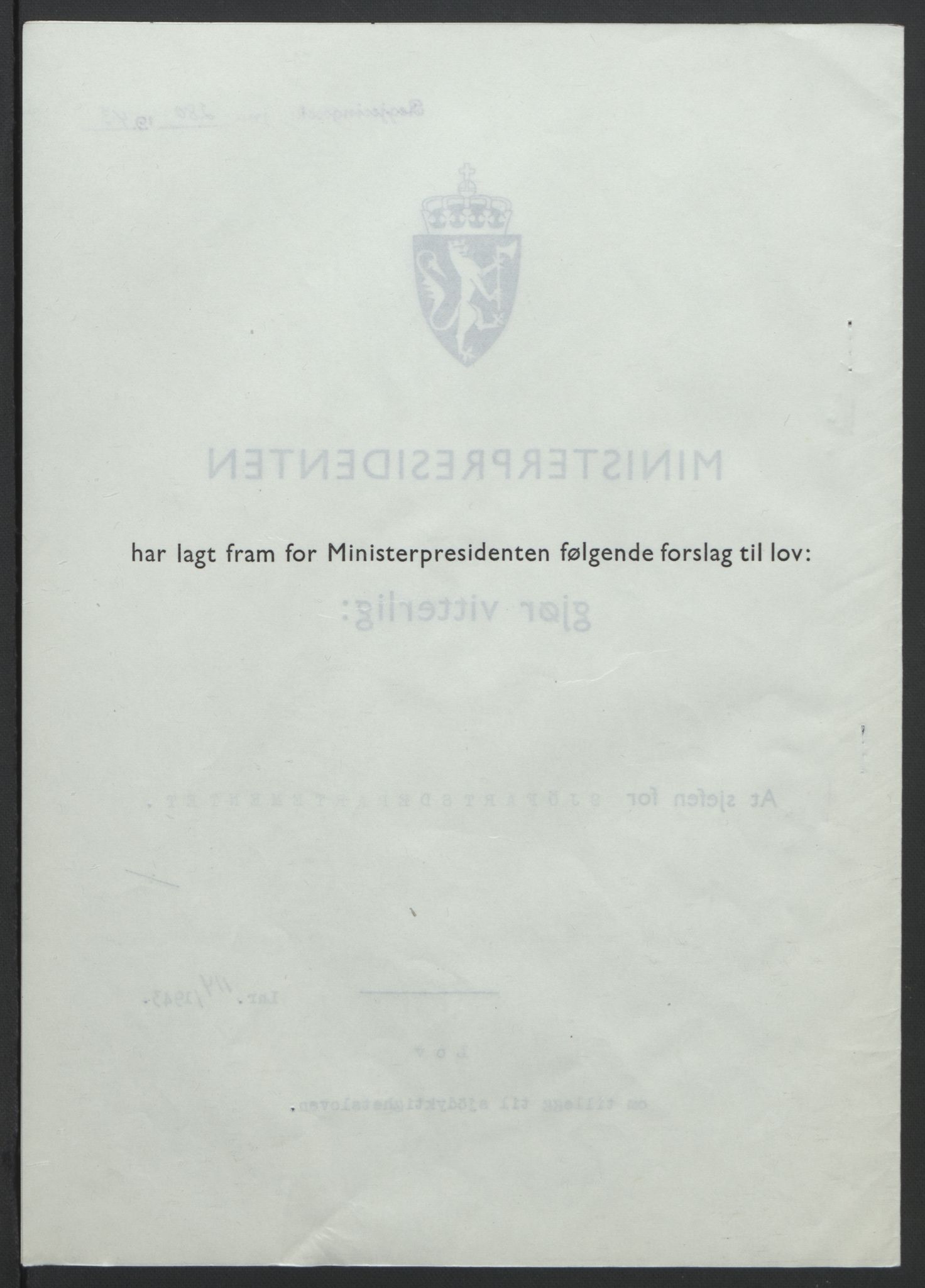 NS-administrasjonen 1940-1945 (Statsrådsekretariatet, de kommisariske statsråder mm), RA/S-4279/D/Db/L0099: Lover, 1943, p. 533