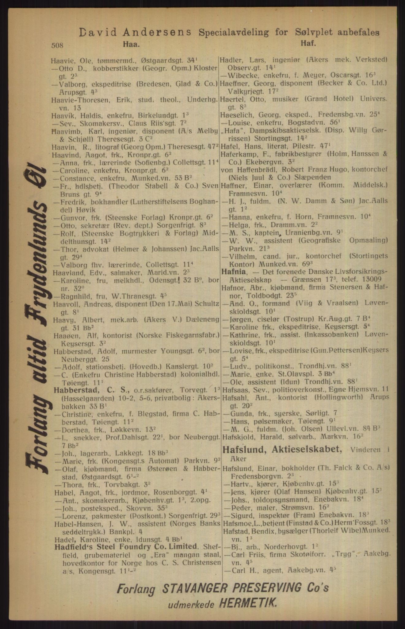 Kristiania/Oslo adressebok, PUBL/-, 1915, p. 508