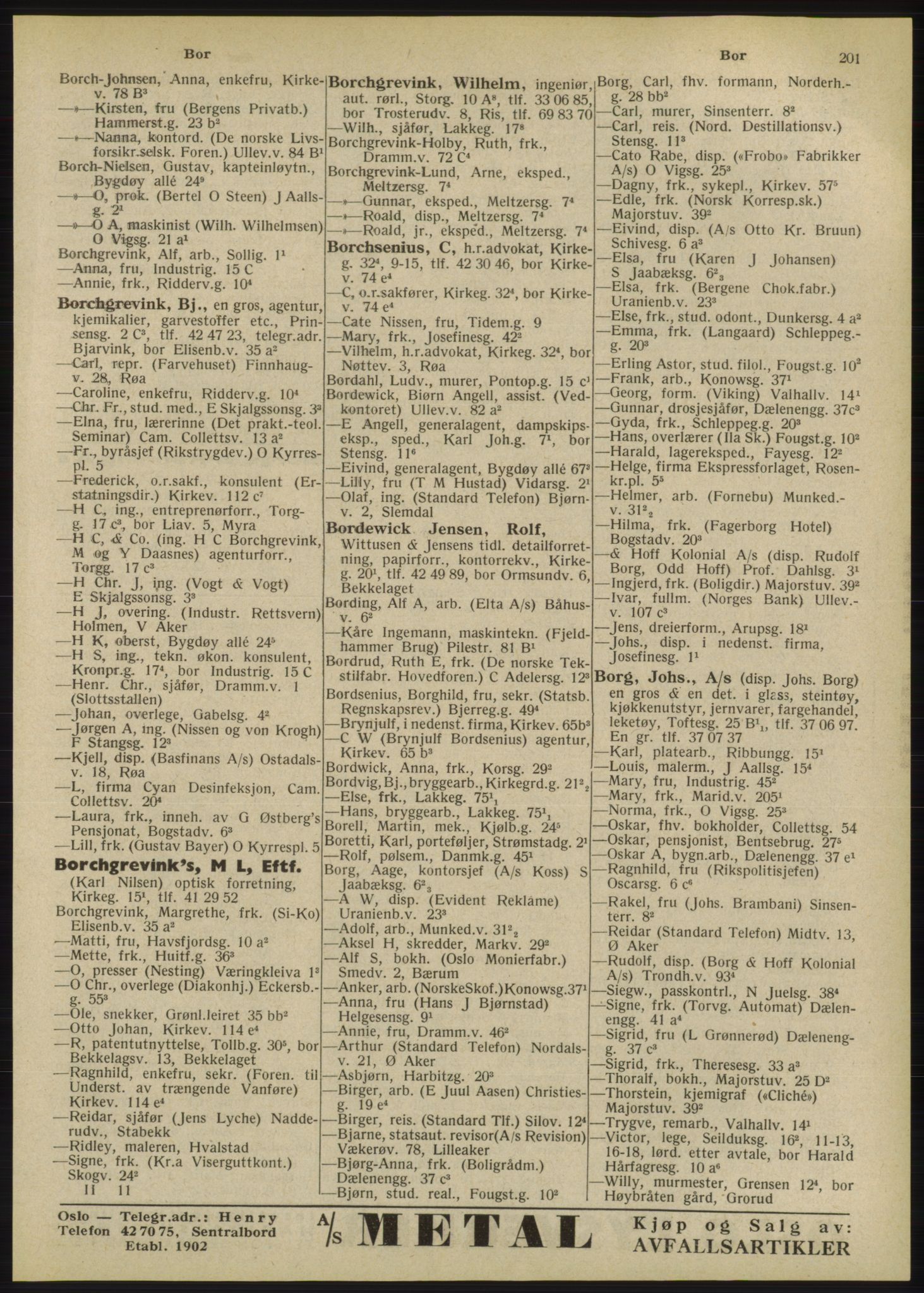 Kristiania/Oslo adressebok, PUBL/-, 1947, p. 201