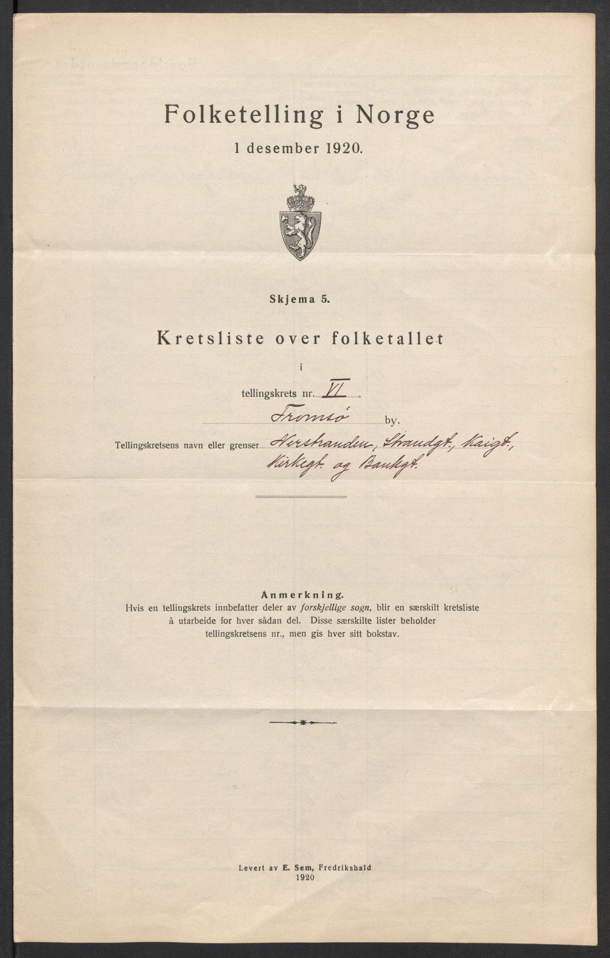 SATØ, 1920 census for Tromsø, 1920, p. 20