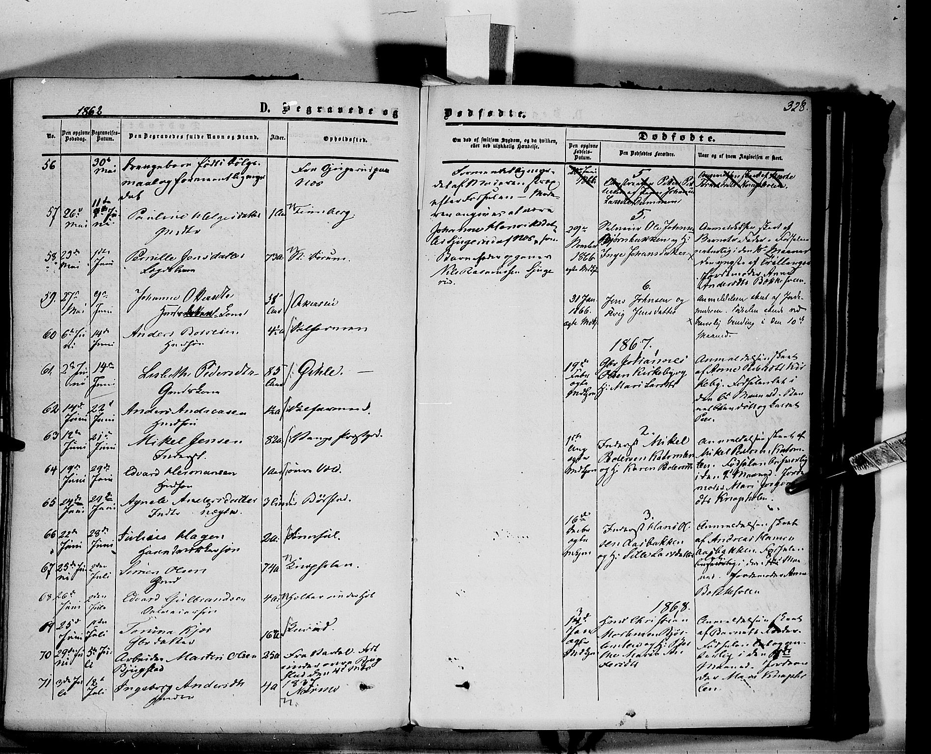 Vang prestekontor, Hedmark, SAH/PREST-008/H/Ha/Haa/L0012: Parish register (official) no. 12, 1855-1870, p. 328