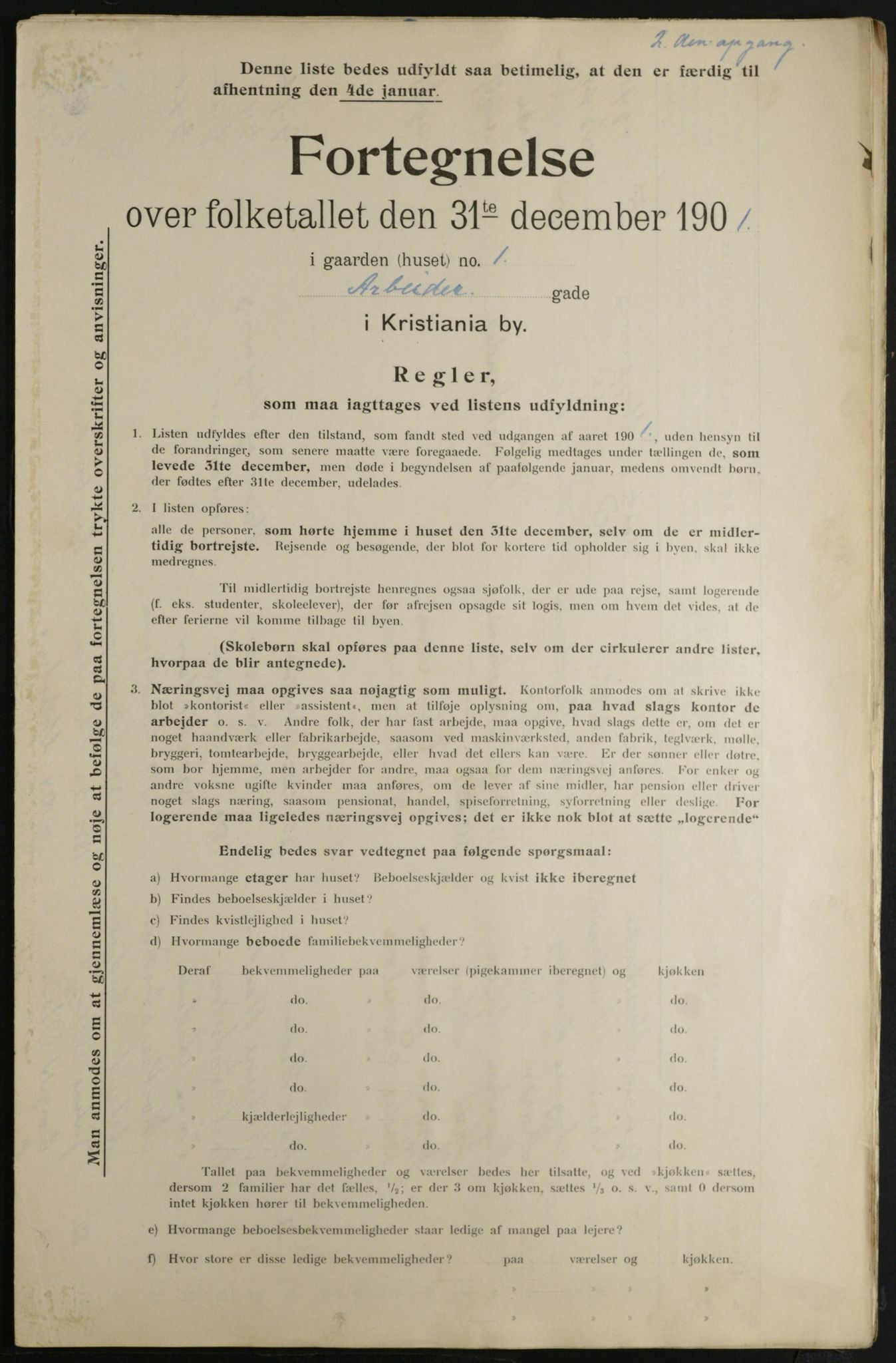 OBA, Municipal Census 1901 for Kristiania, 1901, p. 323