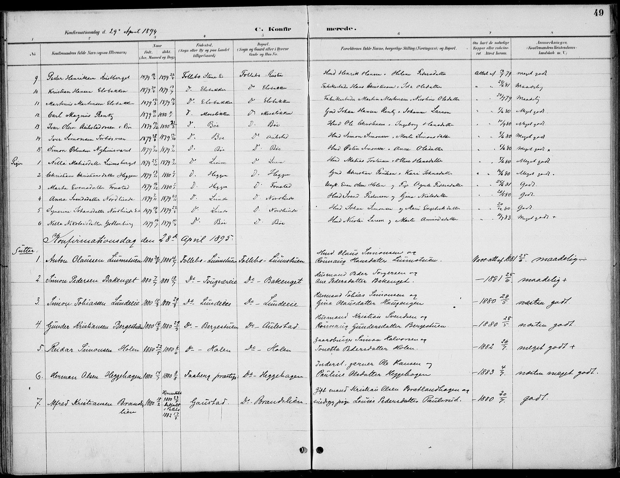 Østre Gausdal prestekontor, SAH/PREST-092/H/Ha/Haa/L0003: Parish register (official) no. 3, 1887-1901, p. 49