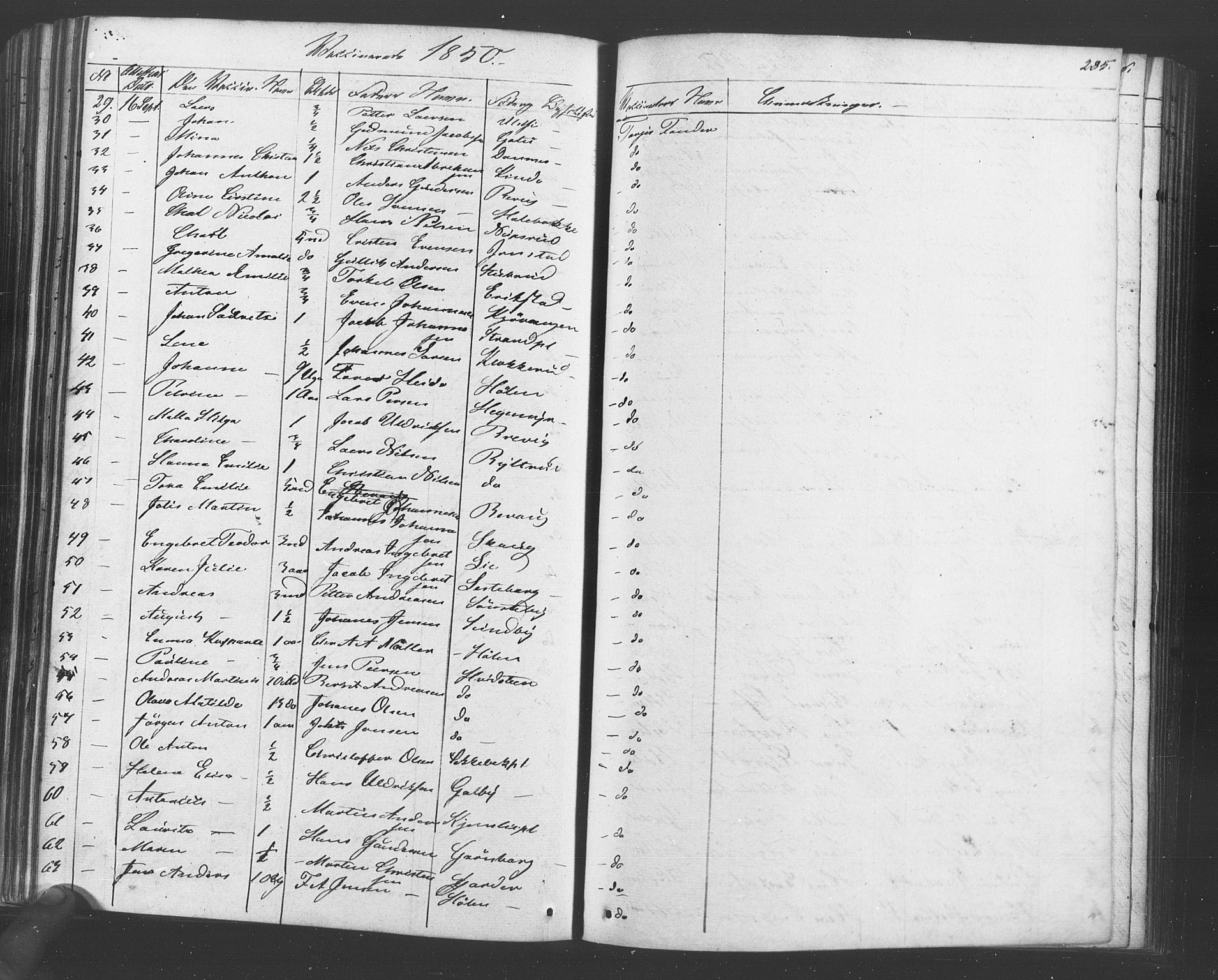 Vestby prestekontor Kirkebøker, AV/SAO-A-10893/F/Fa/L0007: Parish register (official) no. I 7, 1850-1862, p. 285