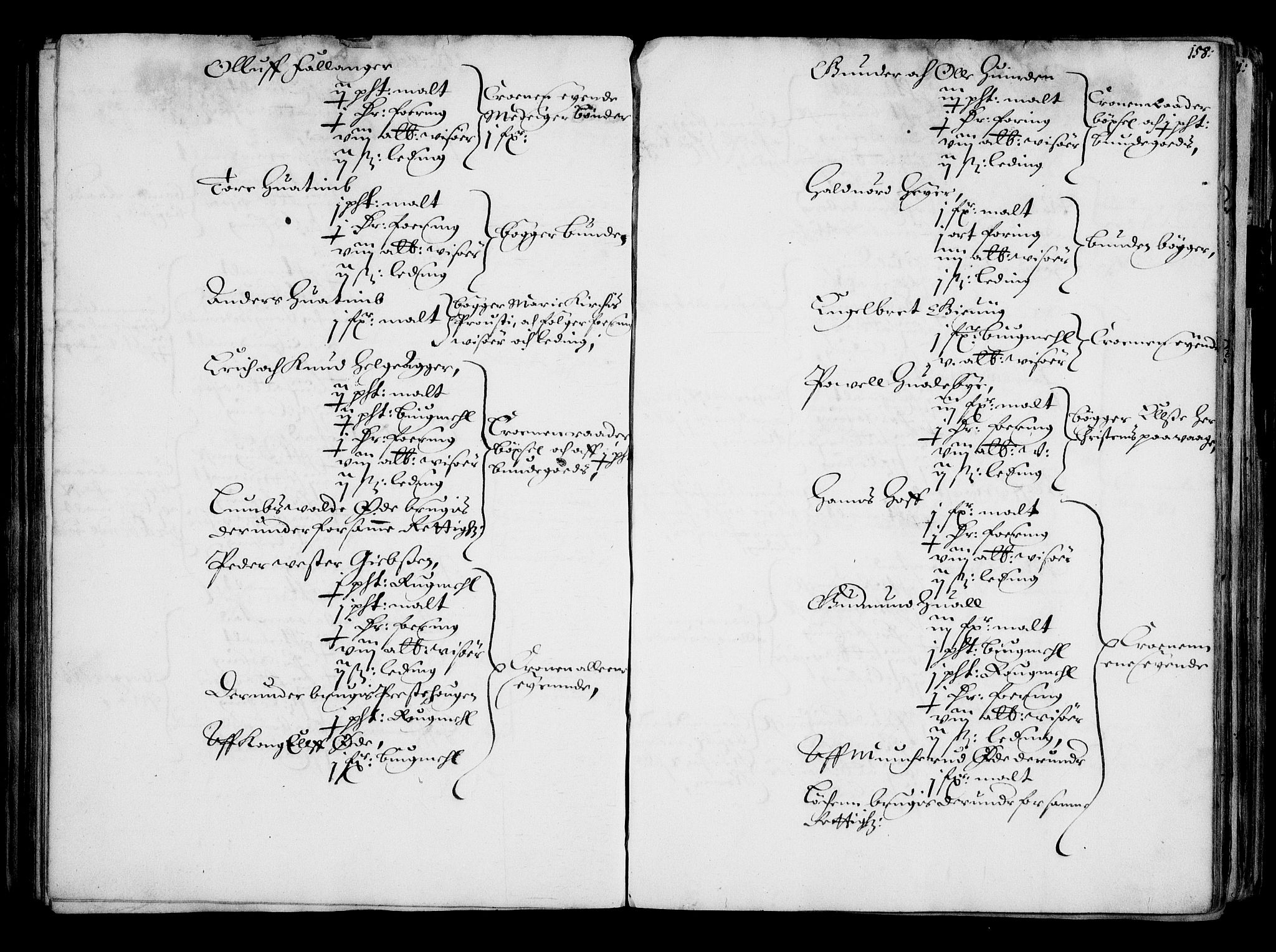 Rentekammeret inntil 1814, Realistisk ordnet avdeling, AV/RA-EA-4070/N/Na/L0001: [XI f]: Akershus stifts jordebok, 1652, p. 157b-158a