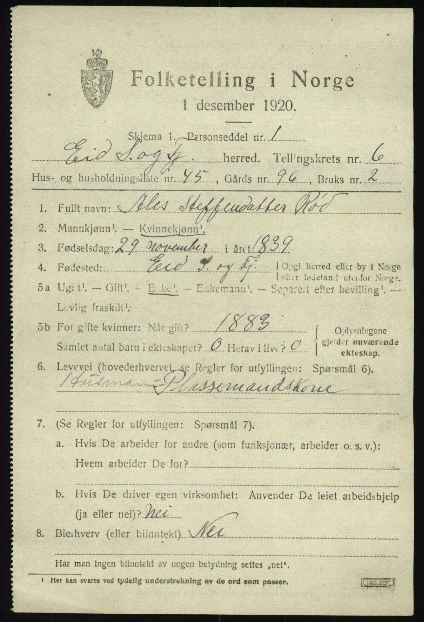 SAB, 1920 census for Eid, 1920, p. 3468