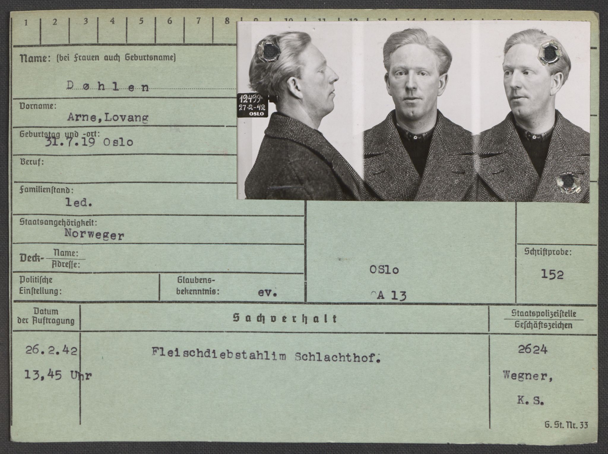 Befehlshaber der Sicherheitspolizei und des SD, RA/RAFA-5969/E/Ea/Eaa/L0002: Register over norske fanger i Møllergata 19: Bj-Eng, 1940-1945, p. 1131