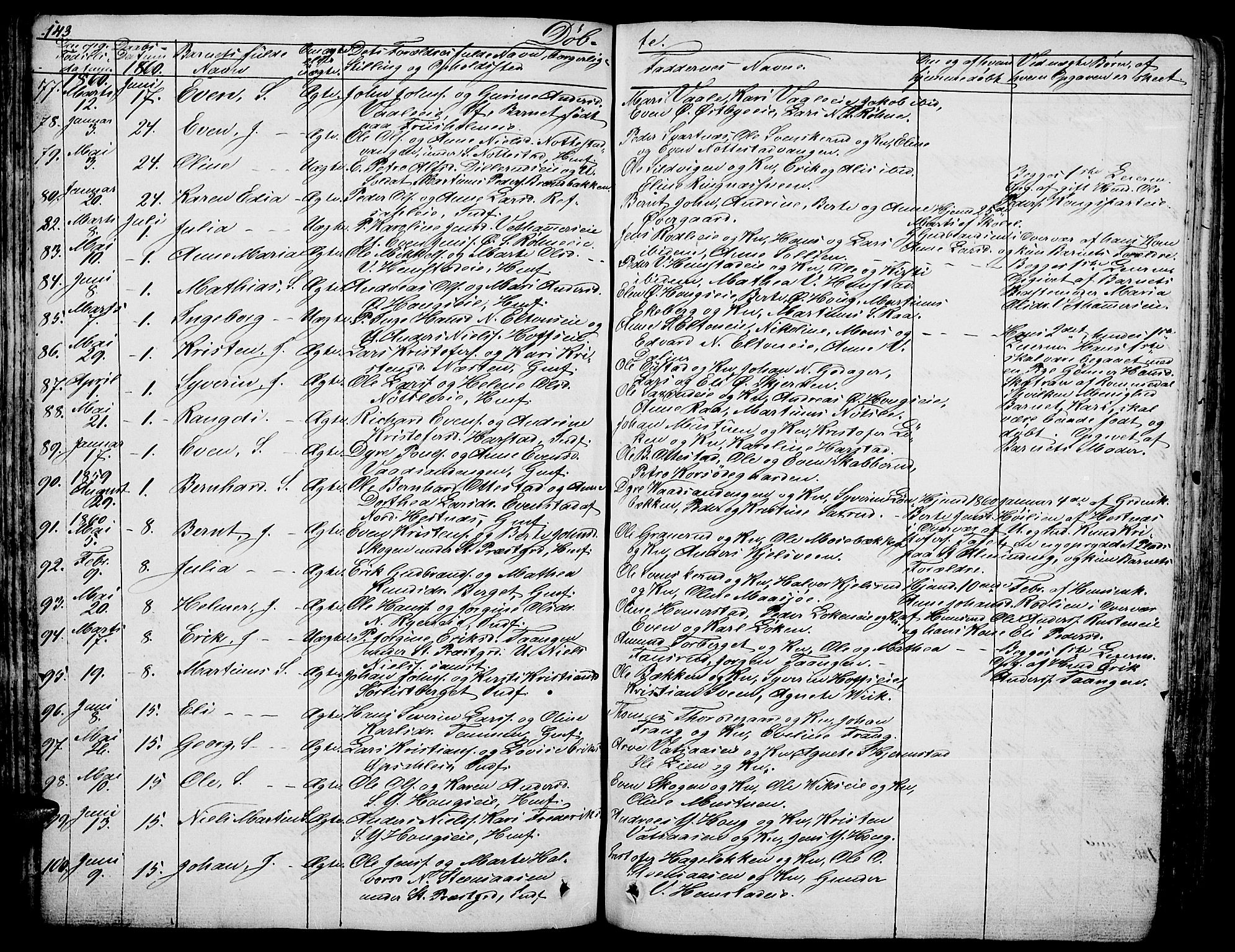 Stange prestekontor, AV/SAH-PREST-002/L/L0003: Parish register (copy) no. 3, 1840-1864, p. 143