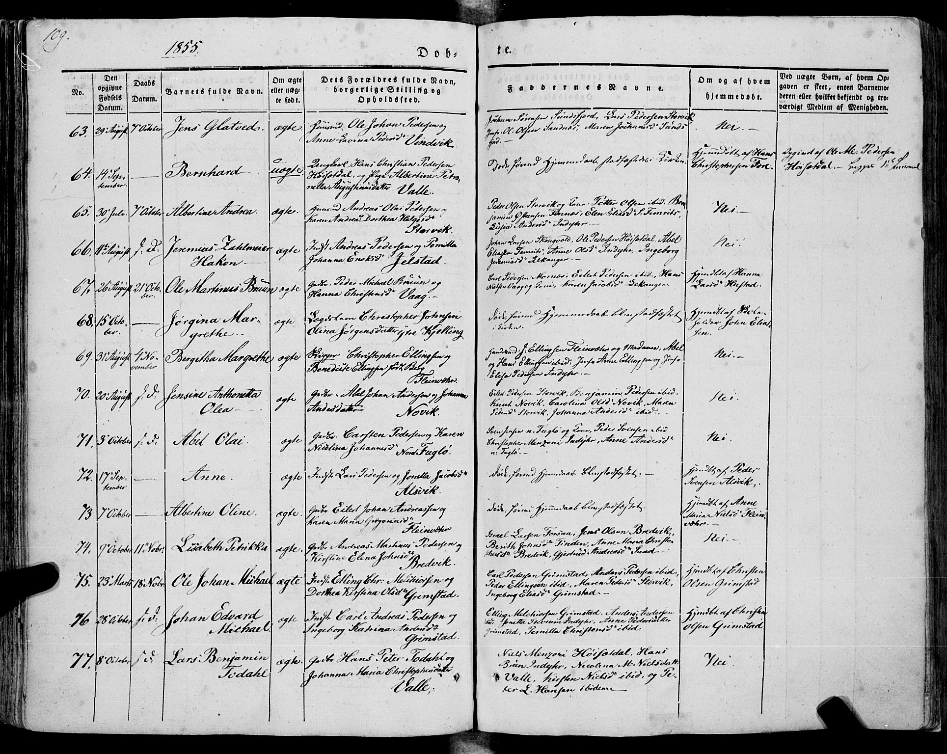 Ministerialprotokoller, klokkerbøker og fødselsregistre - Nordland, SAT/A-1459/805/L0097: Parish register (official) no. 805A04, 1837-1861, p. 109