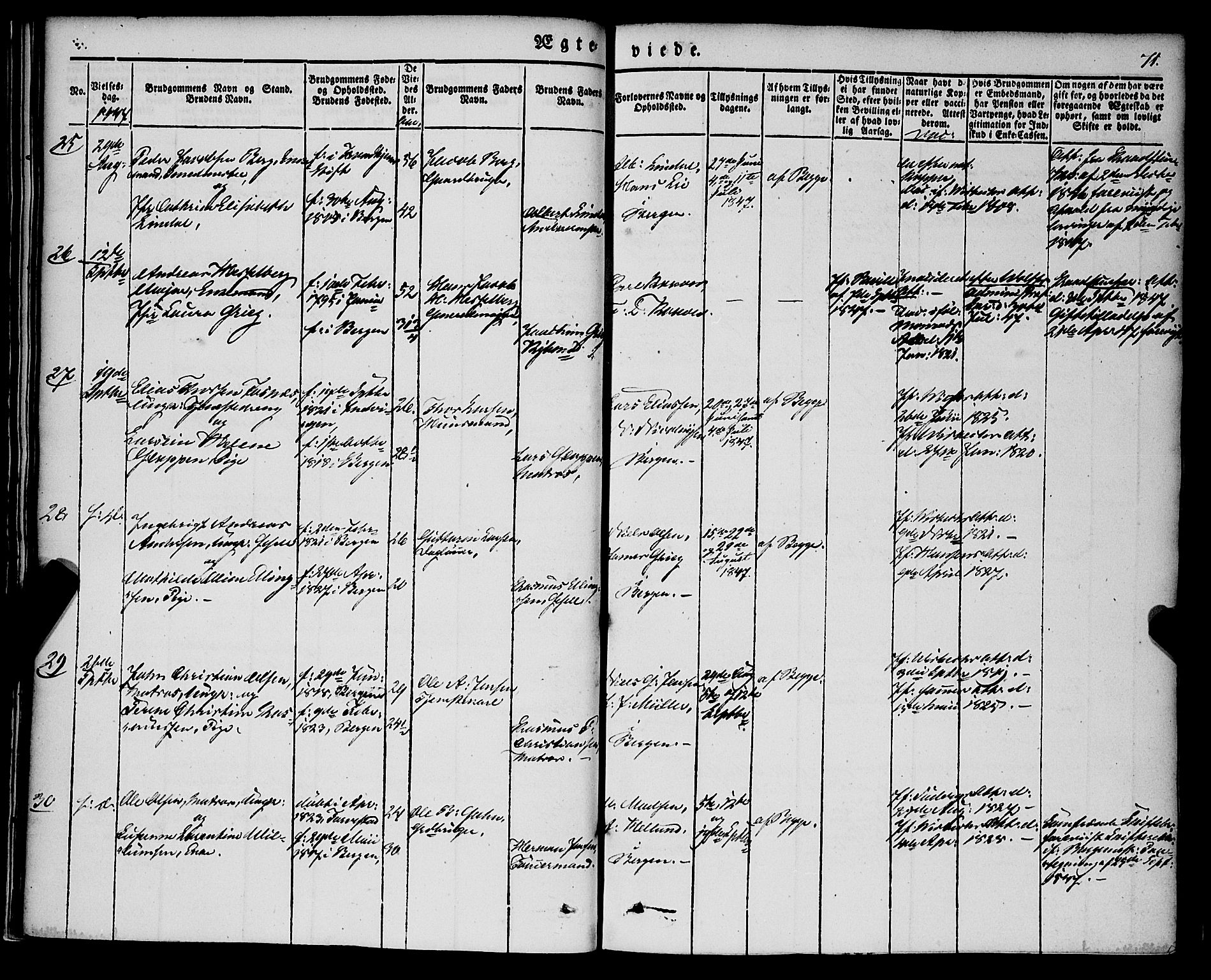 Nykirken Sokneprestembete, AV/SAB-A-77101/H/Haa/L0031: Parish register (official) no. D 1, 1834-1861, p. 71