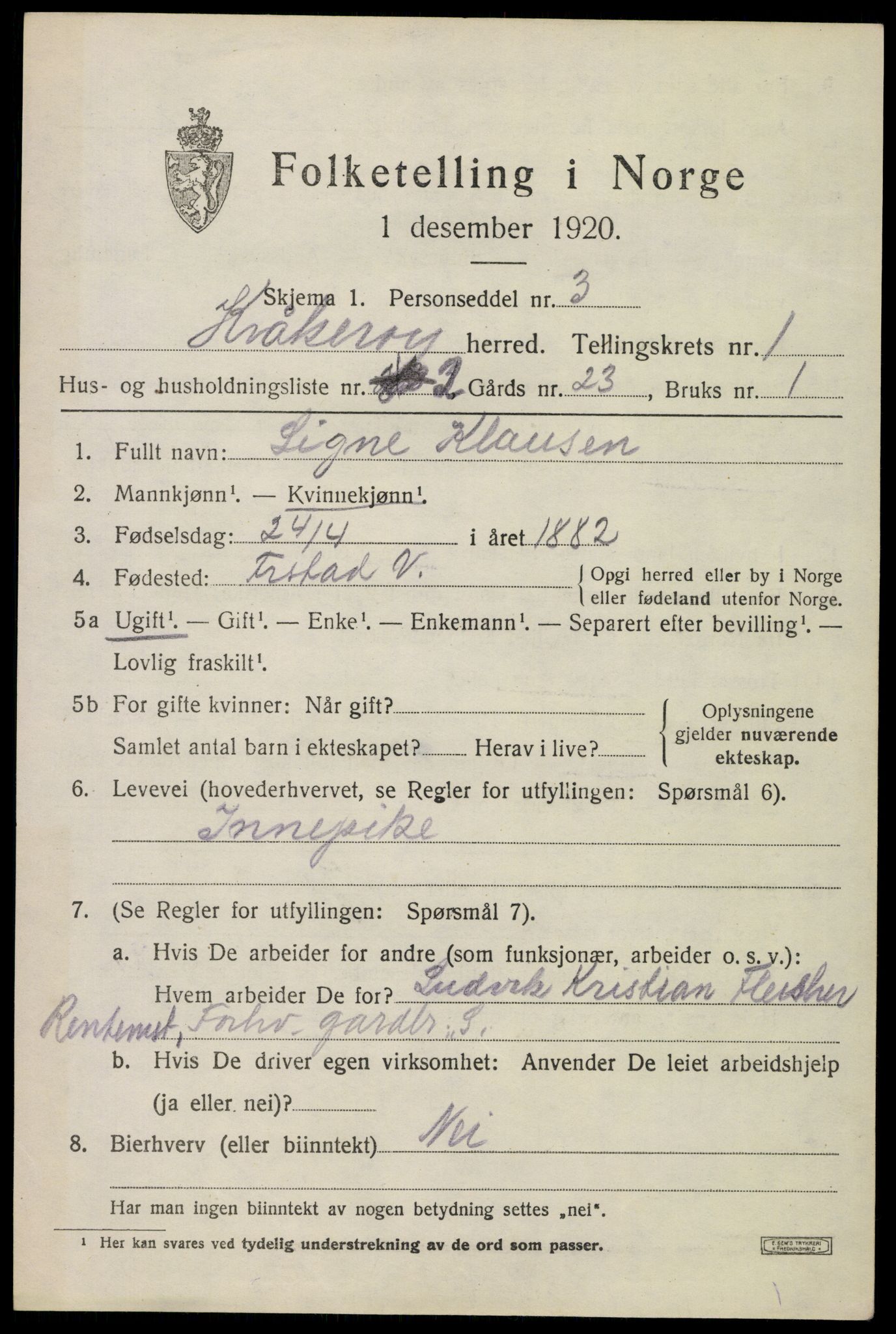 SAO, 1920 census for Kråkerøy, 1920, p. 1024