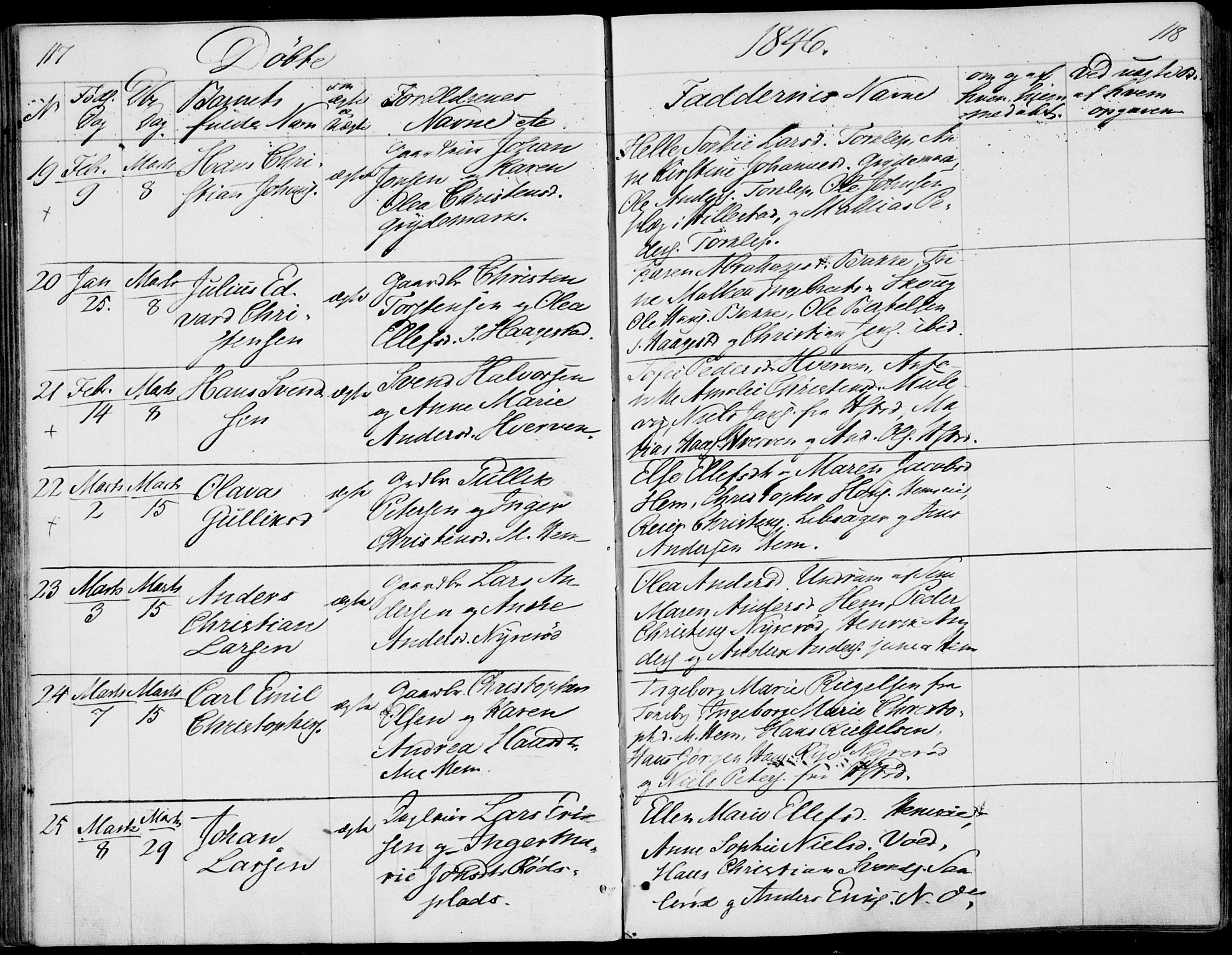 Våle kirkebøker, AV/SAKO-A-334/F/Fa/L0009a: Parish register (official) no. I 9A, 1839-1860, p. 117-118