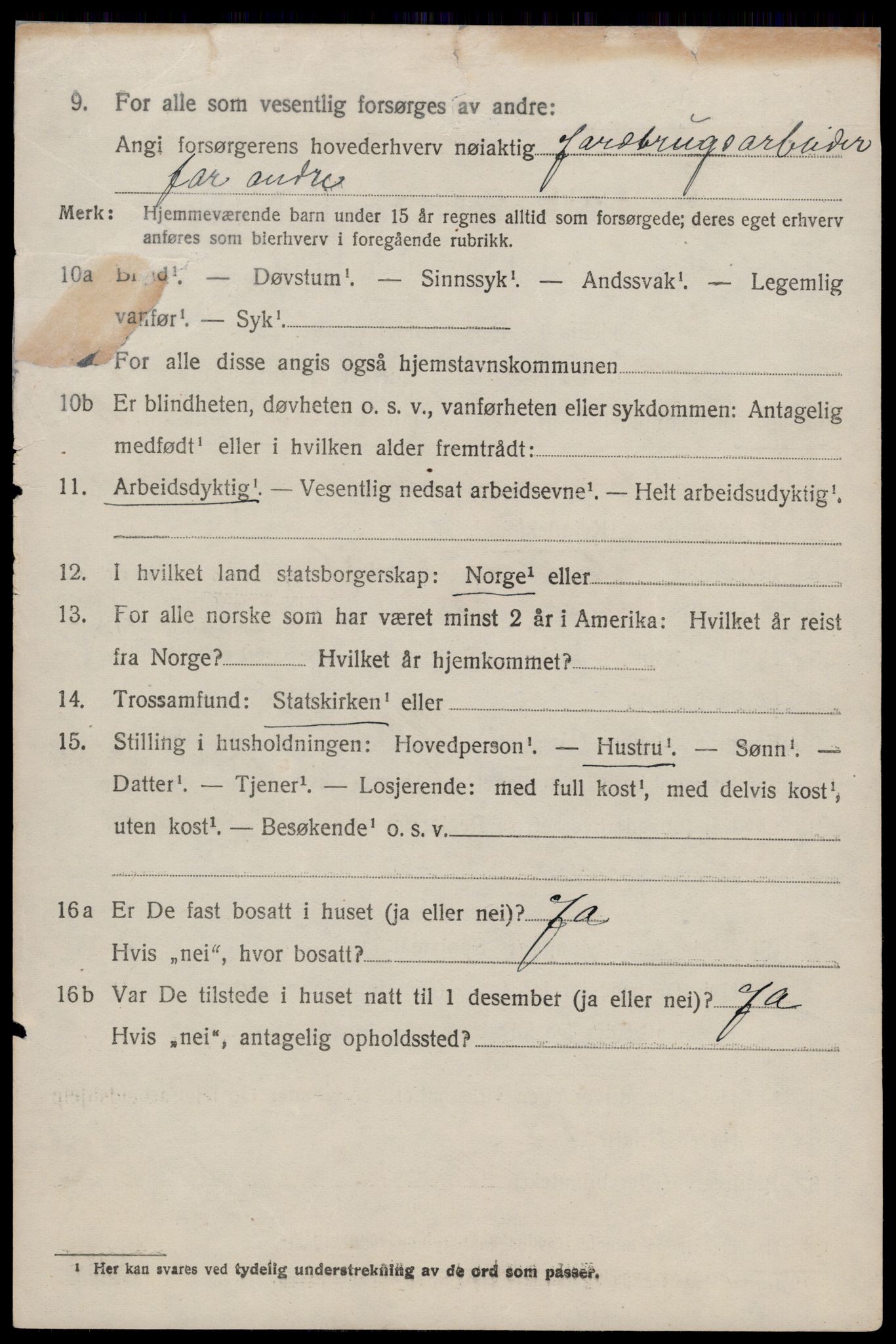 SAST, 1920 census for Skudenes, 1920, p. 1157