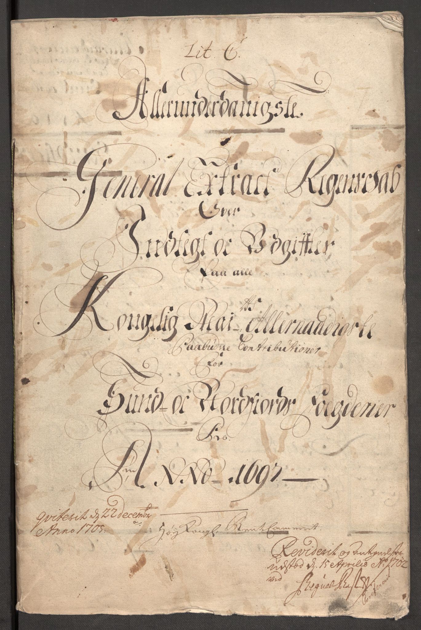 Rentekammeret inntil 1814, Reviderte regnskaper, Fogderegnskap, AV/RA-EA-4092/R53/L3423: Fogderegnskap Sunn- og Nordfjord, 1697-1698, p. 3