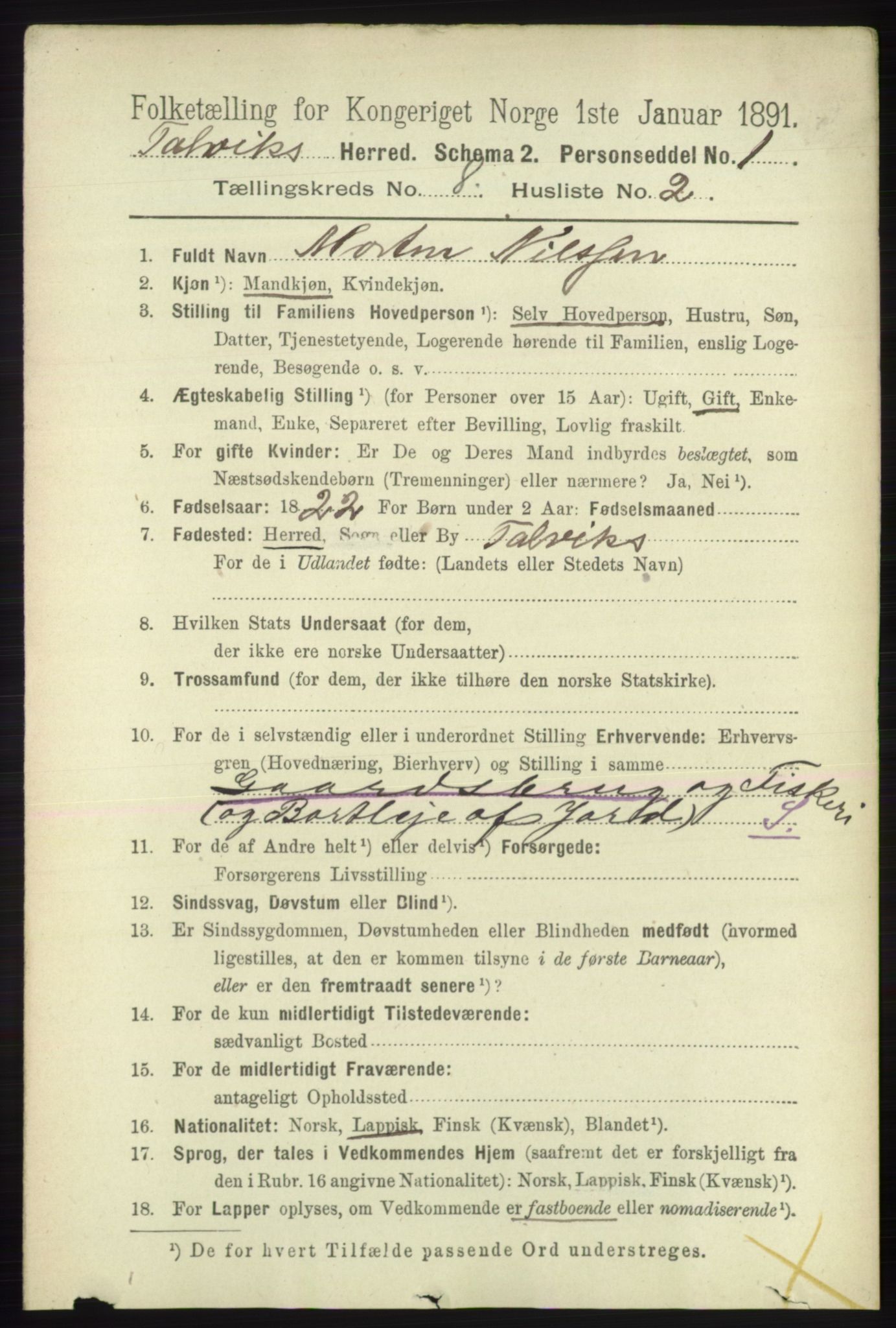 RA, 1891 census for 2013 Talvik, 1891, p. 2062