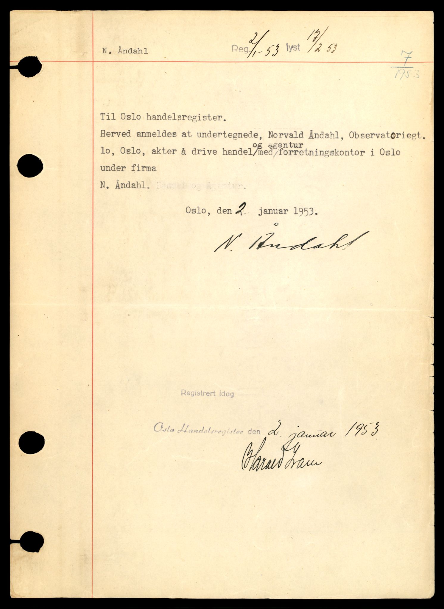 Oslo byfogd, Handelsregisteret, AV/SAT-A-10867/G/Gb/Gba/L0027: Enkeltmannsforetak, Na-Norg, 1944-1990