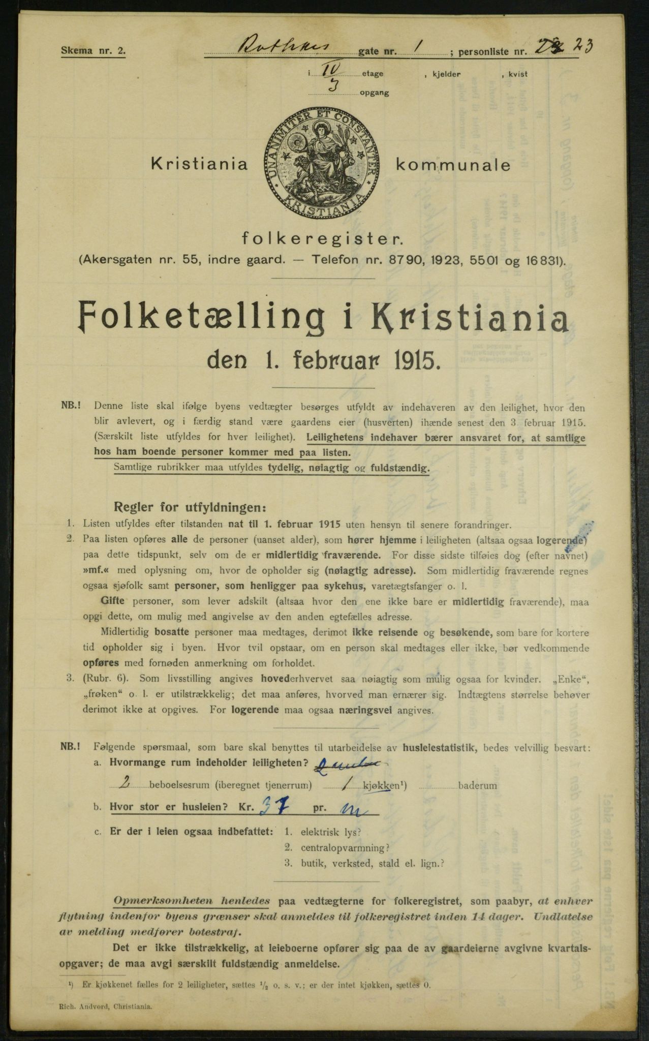 OBA, Municipal Census 1915 for Kristiania, 1915, p. 81638