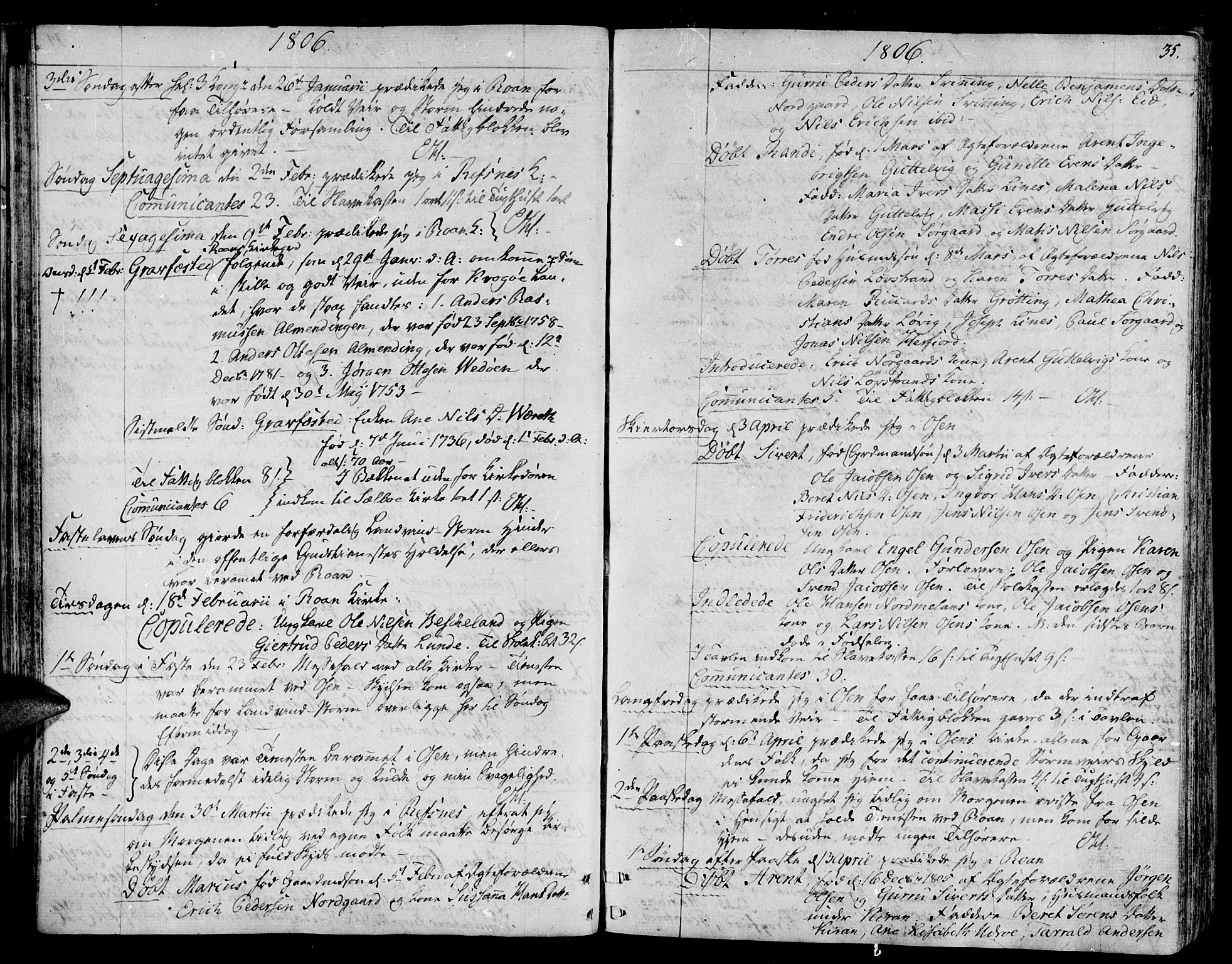 Ministerialprotokoller, klokkerbøker og fødselsregistre - Sør-Trøndelag, SAT/A-1456/657/L0701: Parish register (official) no. 657A02, 1802-1831, p. 35