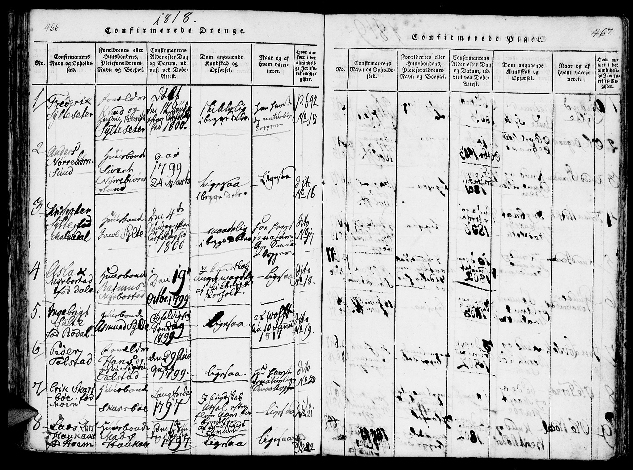 Ministerialprotokoller, klokkerbøker og fødselsregistre - Møre og Romsdal, AV/SAT-A-1454/565/L0747: Parish register (official) no. 565A01, 1817-1844, p. 466-467