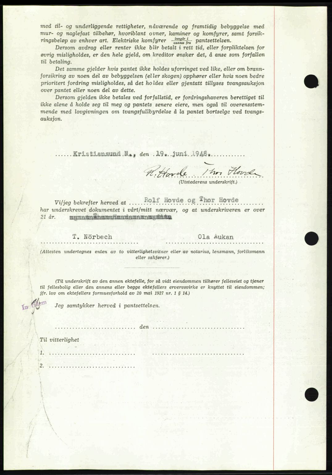 Kristiansund byfogd, AV/SAT-A-4587/A/27: Mortgage book no. 44, 1947-1948, Diary no: : 861/1948