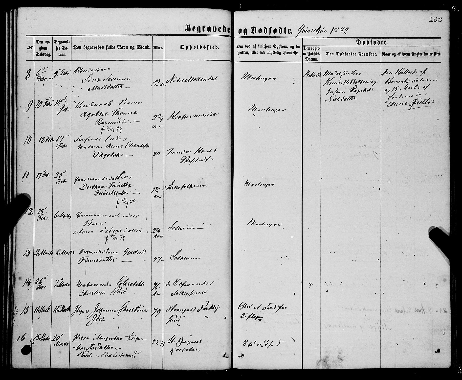 St. Jørgens hospital og Årstad sokneprestembete, AV/SAB-A-99934: Parish register (official) no. A 11, 1864-1886, p. 192