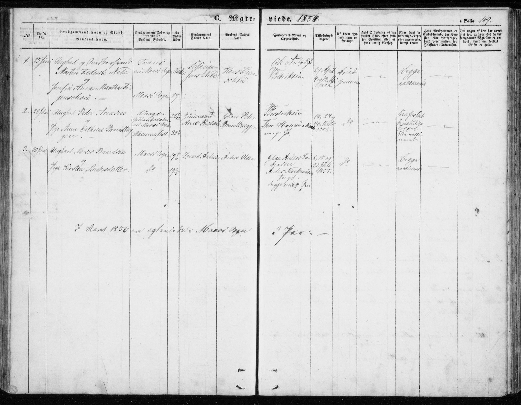 Måsøy sokneprestkontor, AV/SATØ-S-1348/H/Ha/L0002kirke: Parish register (official) no. 2, 1852-1865, p. 169