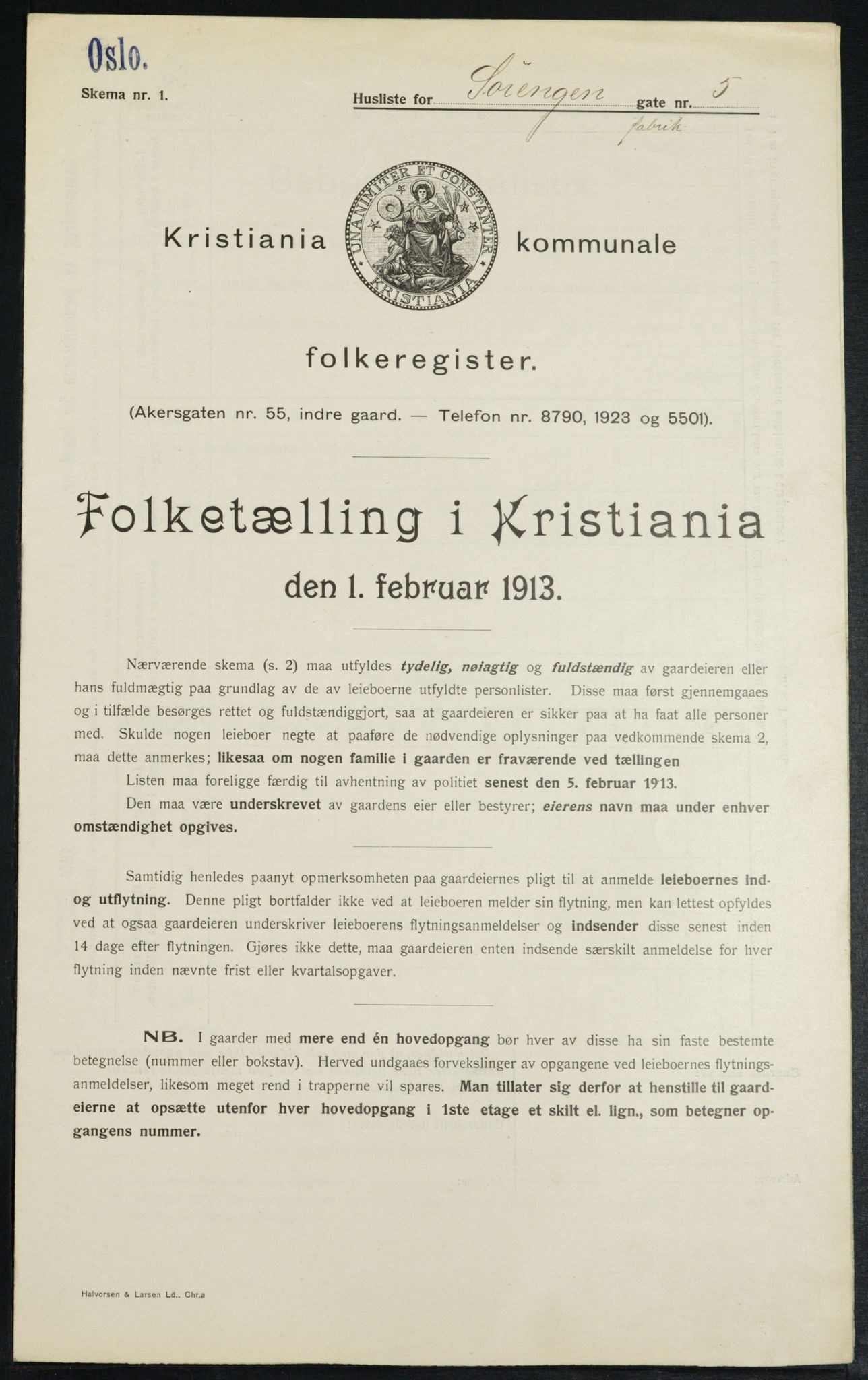 OBA, Municipal Census 1913 for Kristiania, 1913, p. 106478