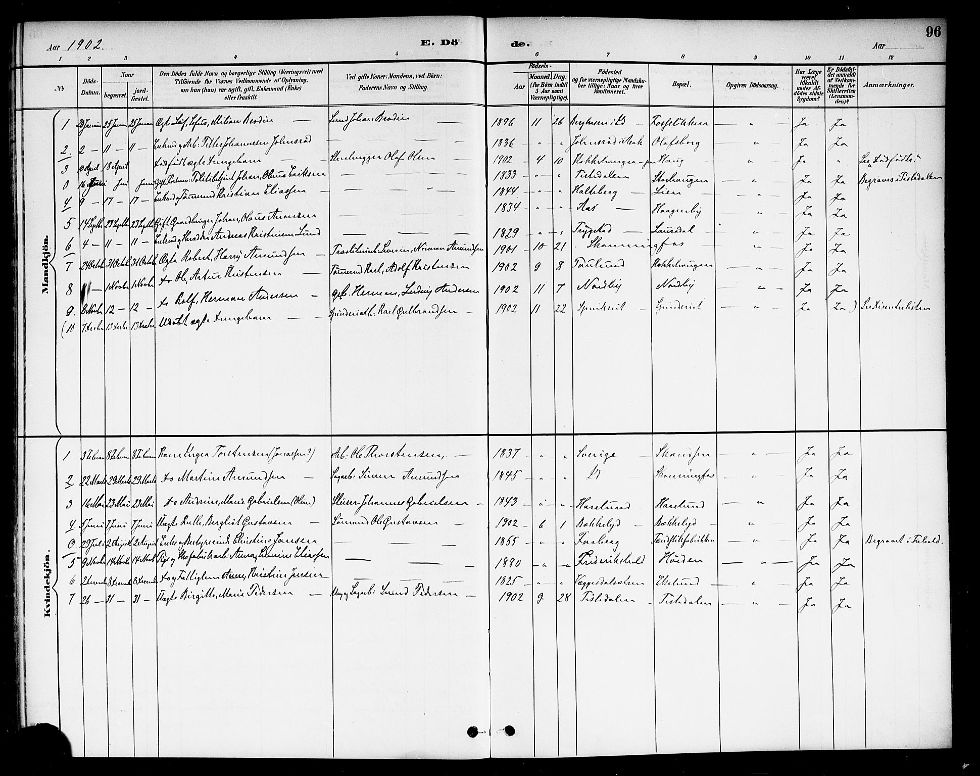 Berg prestekontor Kirkebøker, AV/SAO-A-10902/F/Fb/L0002: Parish register (official) no. II 2, 1888-1902, p. 96