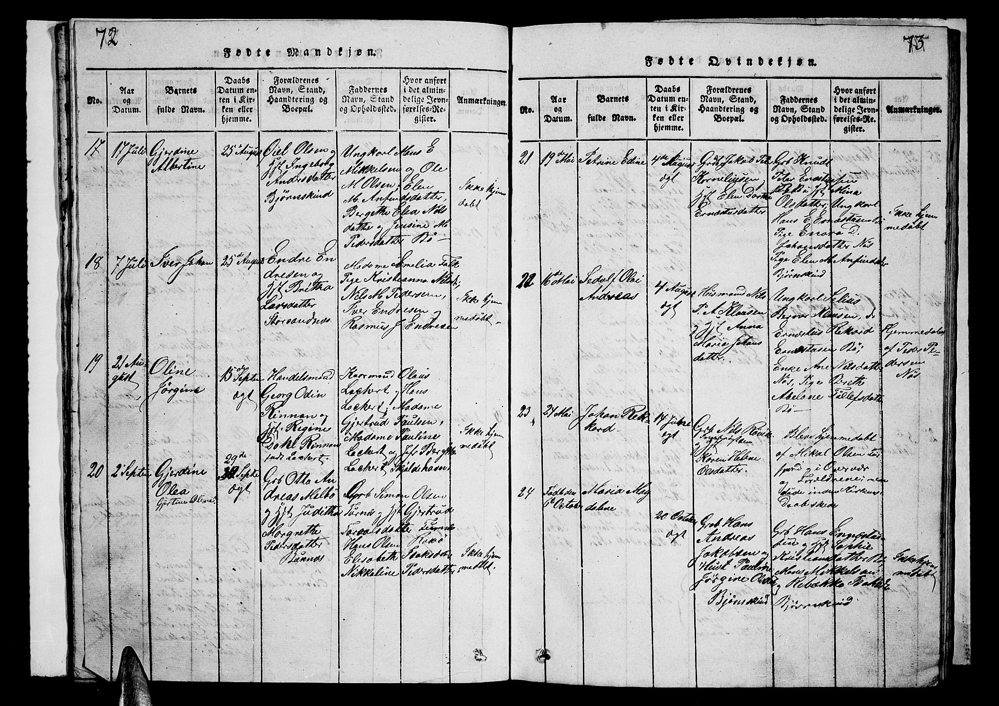 Ministerialprotokoller, klokkerbøker og fødselsregistre - Nordland, SAT/A-1459/899/L1446: Parish register (copy) no. 899C01, 1820-1868, p. 72-73