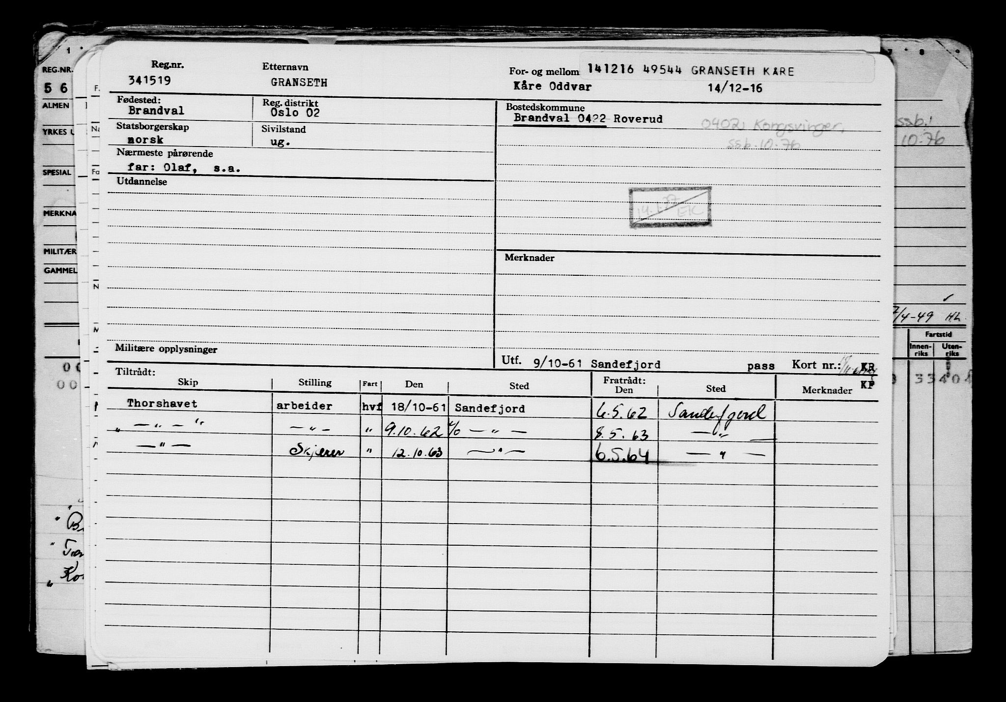 Direktoratet for sjømenn, RA/S-3545/G/Gb/L0144: Hovedkort, 1916, p. 462