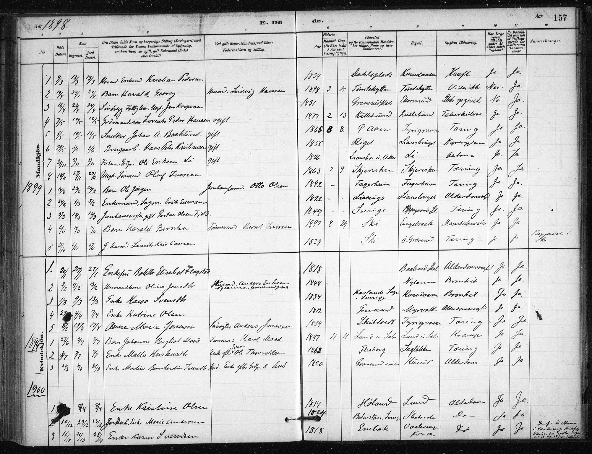 Nesodden prestekontor Kirkebøker, SAO/A-10013/F/Fb/L0001: Parish register (official) no. II 1, 1880-1915, p. 157