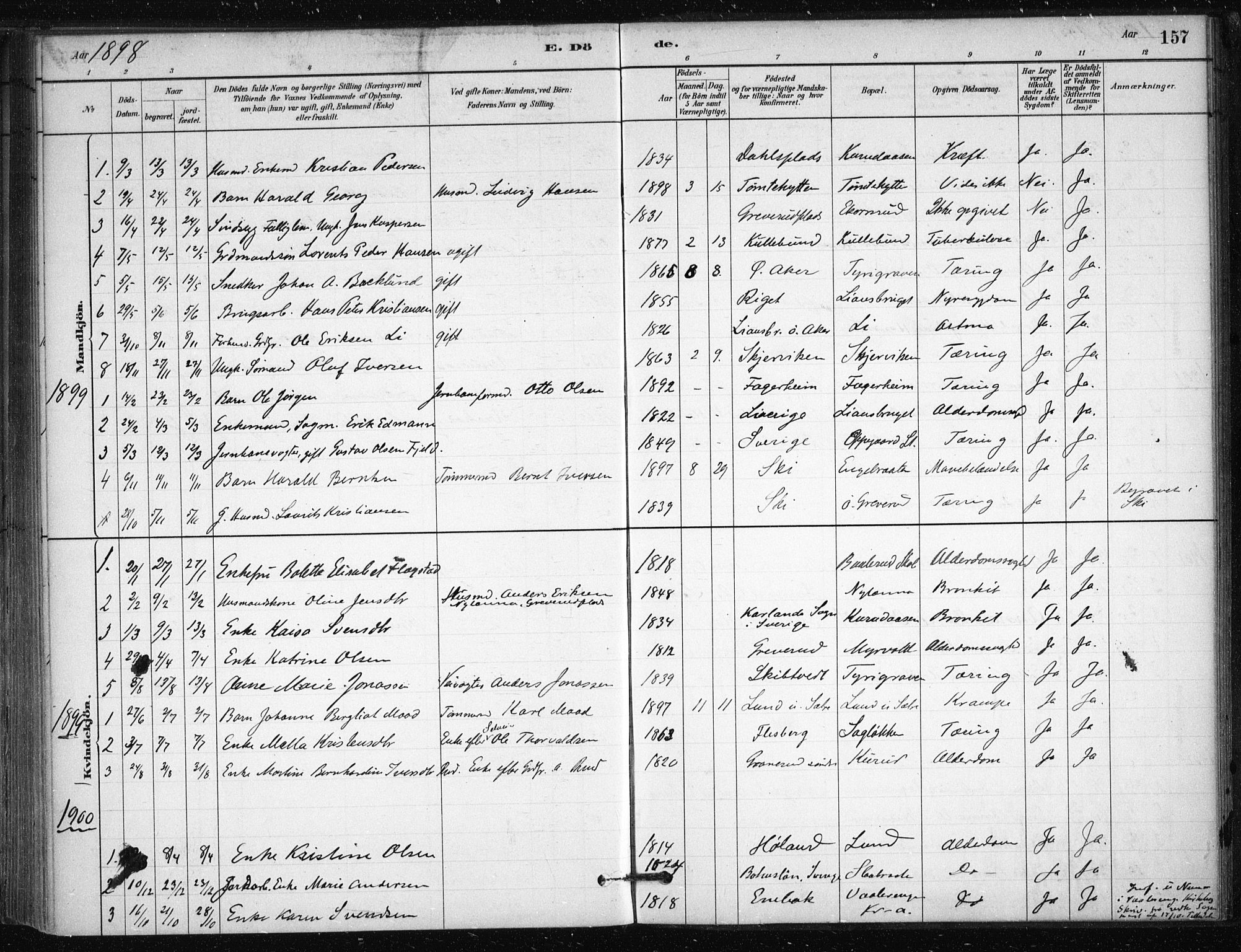 Nesodden prestekontor Kirkebøker, AV/SAO-A-10013/F/Fb/L0001: Parish register (official) no. II 1, 1880-1915, p. 157