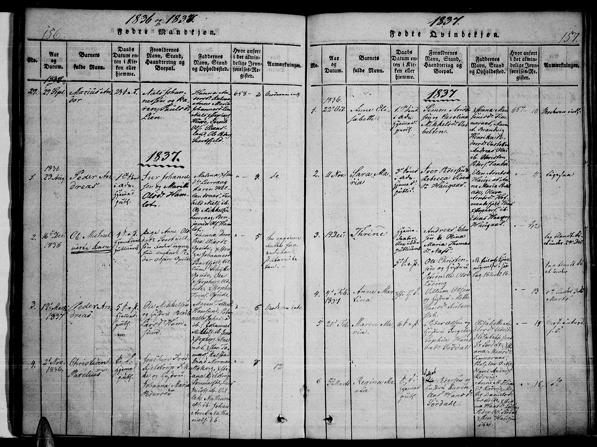 Ministerialprotokoller, klokkerbøker og fødselsregistre - Nordland, AV/SAT-A-1459/859/L0842: Parish register (official) no. 859A02, 1821-1839, p. 156-157