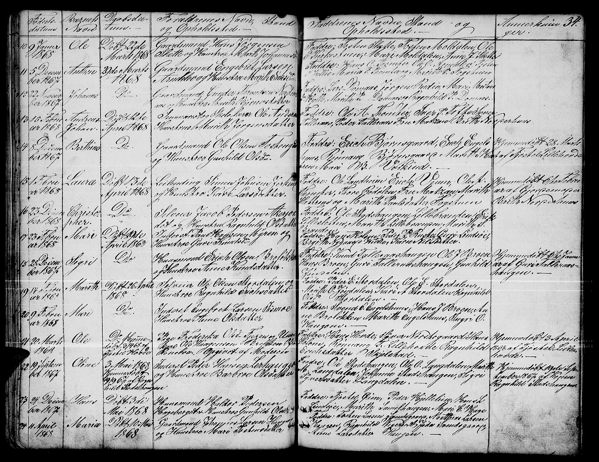 Dovre prestekontor, SAH/PREST-066/H/Ha/Hab/L0001: Parish register (copy) no. 1, 1862-1880, p. 34