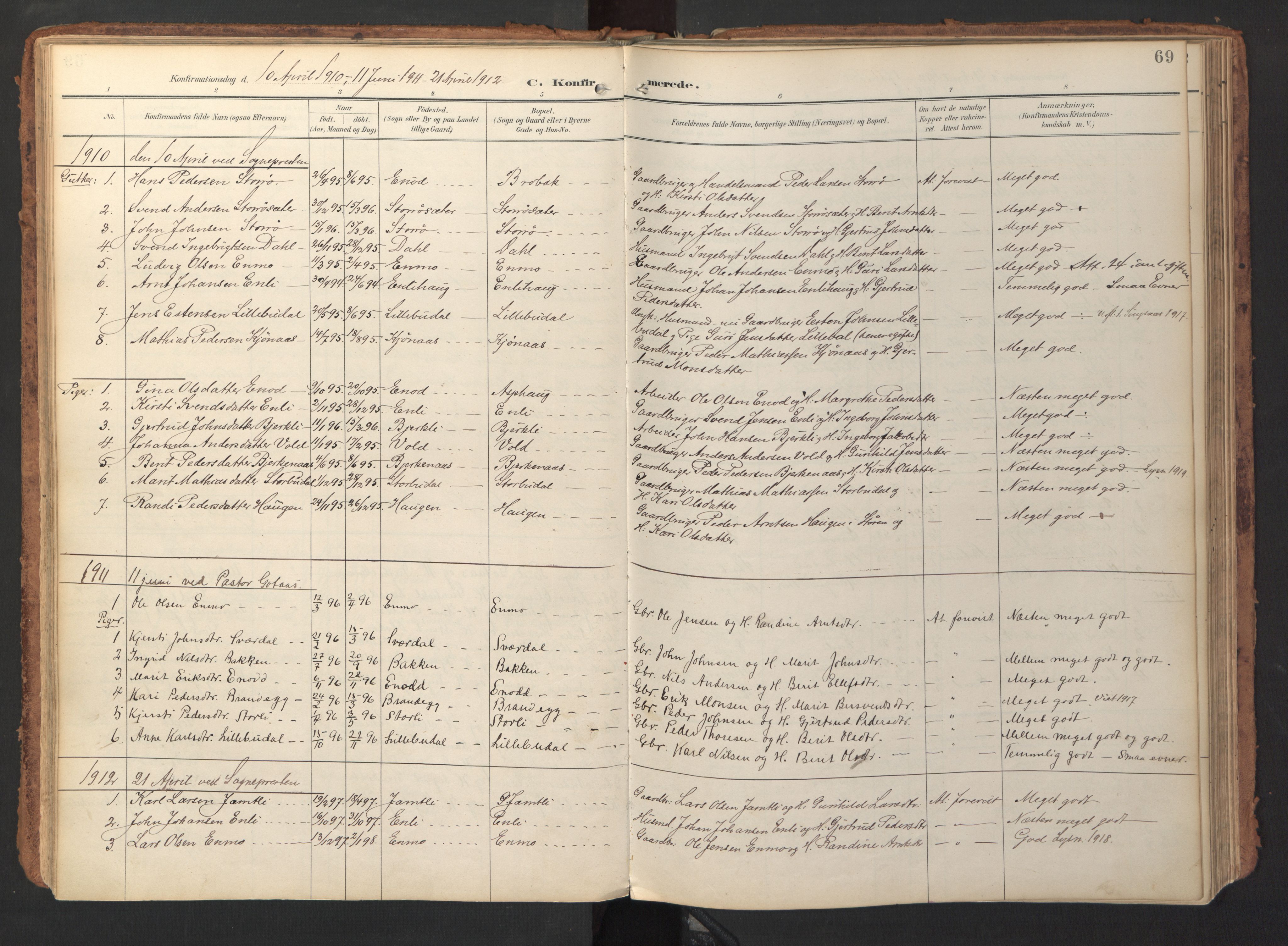 Ministerialprotokoller, klokkerbøker og fødselsregistre - Sør-Trøndelag, SAT/A-1456/690/L1050: Parish register (official) no. 690A01, 1889-1929, p. 69
