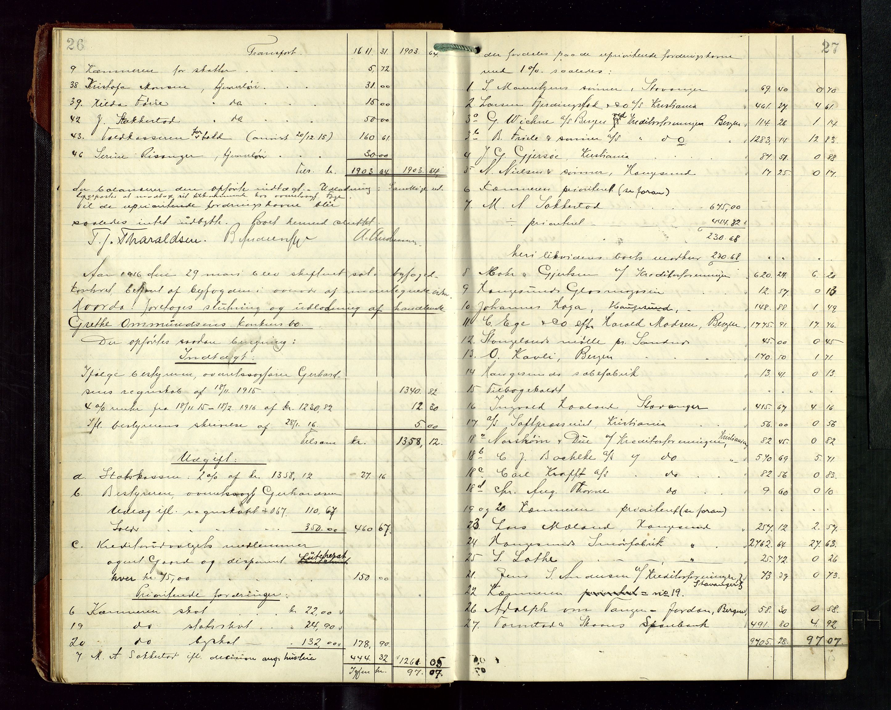 Haugesund tingrett, SAST/A-101415/01/IV/IVD/L0003: Skifteutlodningsprotokoll, med register, 1915-1924, p. 26-27