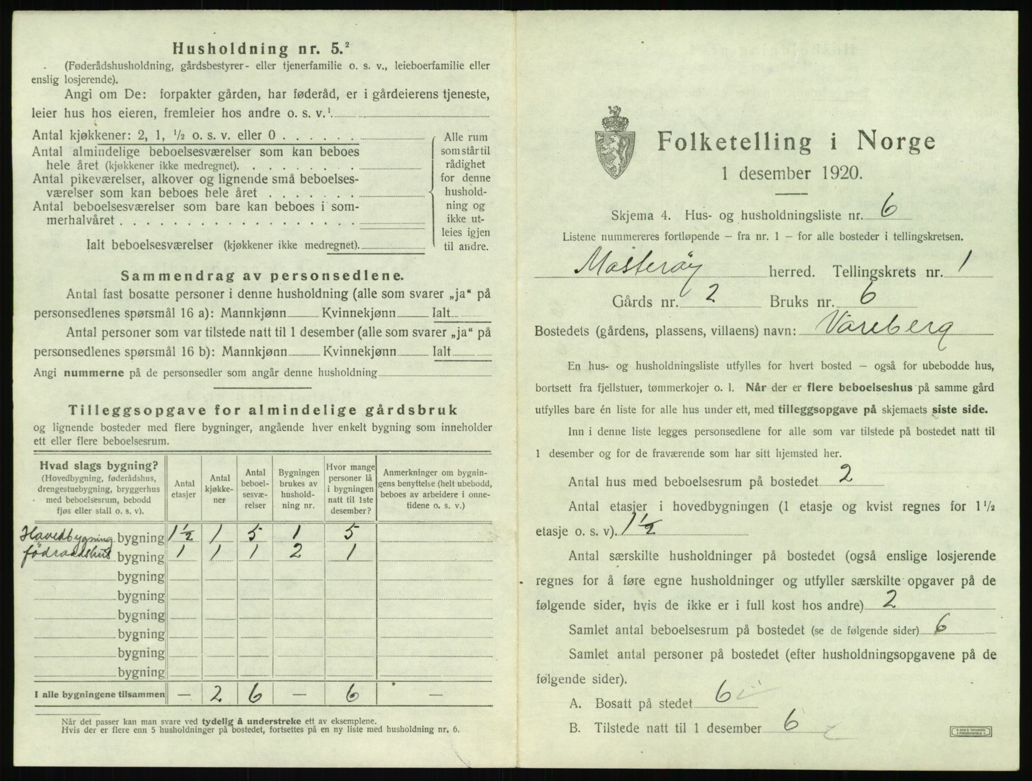 SAST, 1920 census for Mosterøy, 1920, p. 64