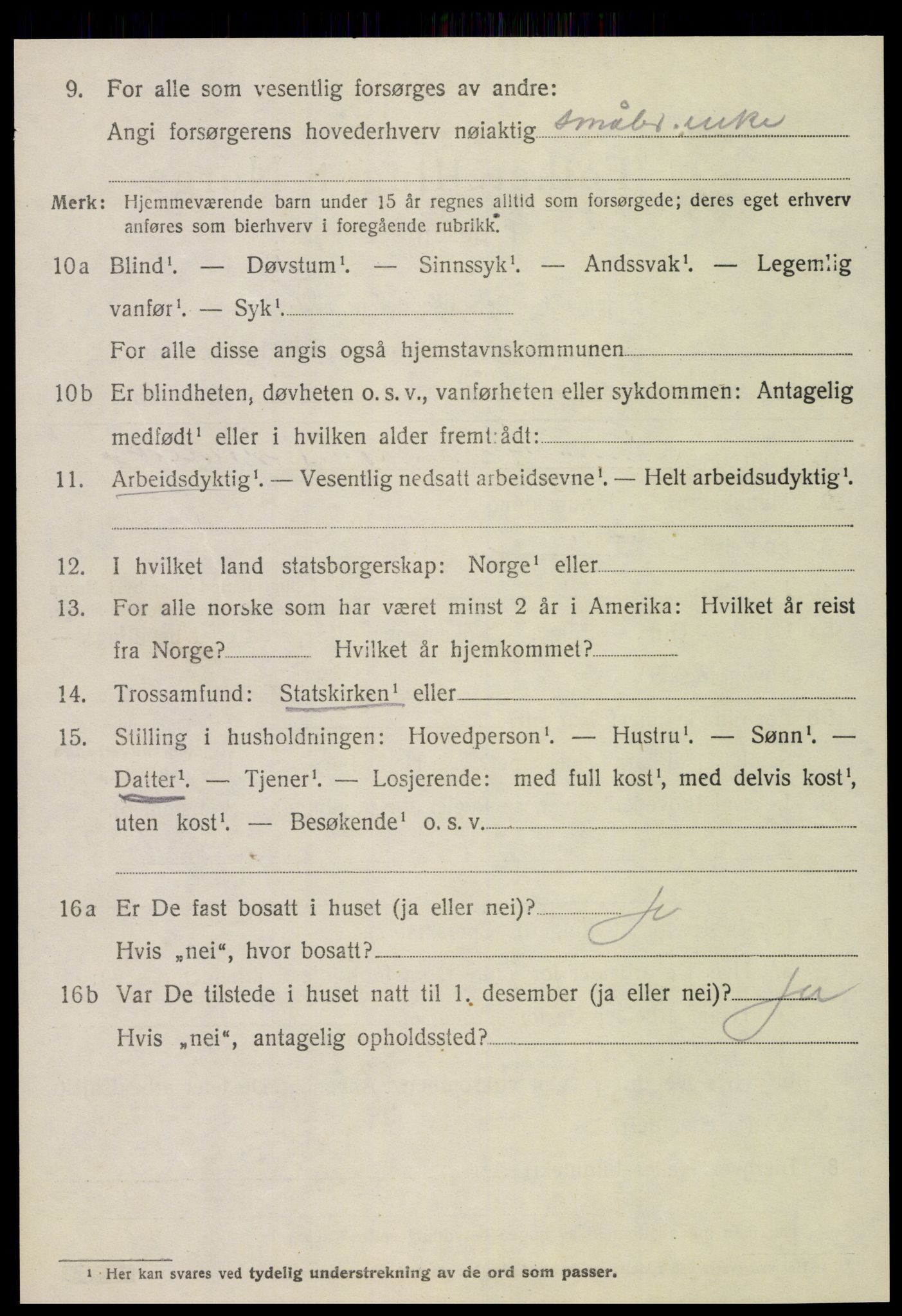 SAT, 1920 census for Veøy, 1920, p. 3074