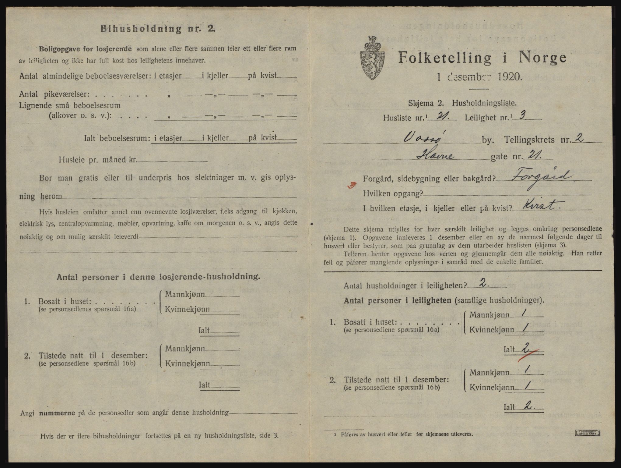 SATØ, 1920 census for Vadsø, 1920, p. 1018