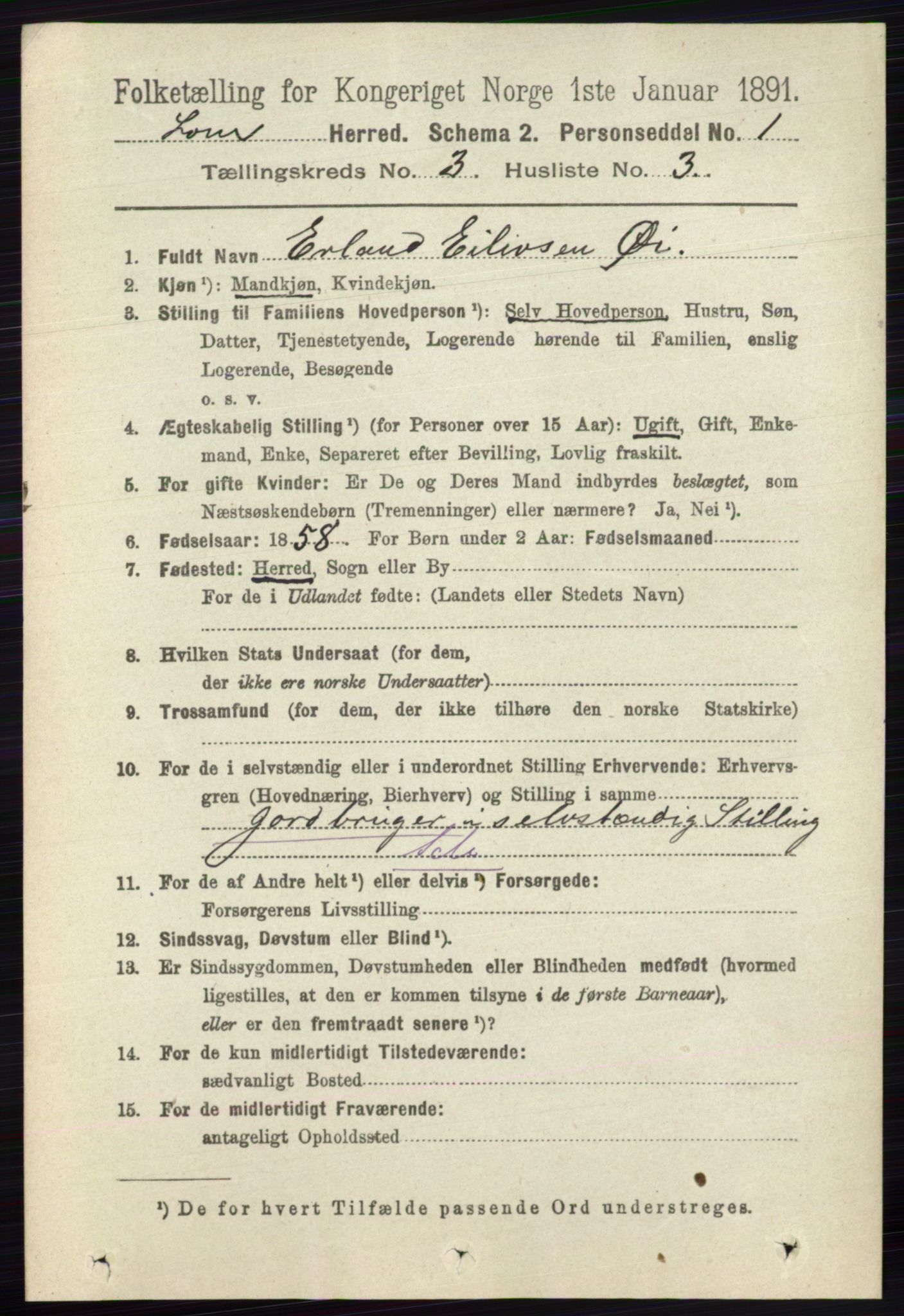 RA, 1891 census for 0514 Lom, 1891, p. 1271