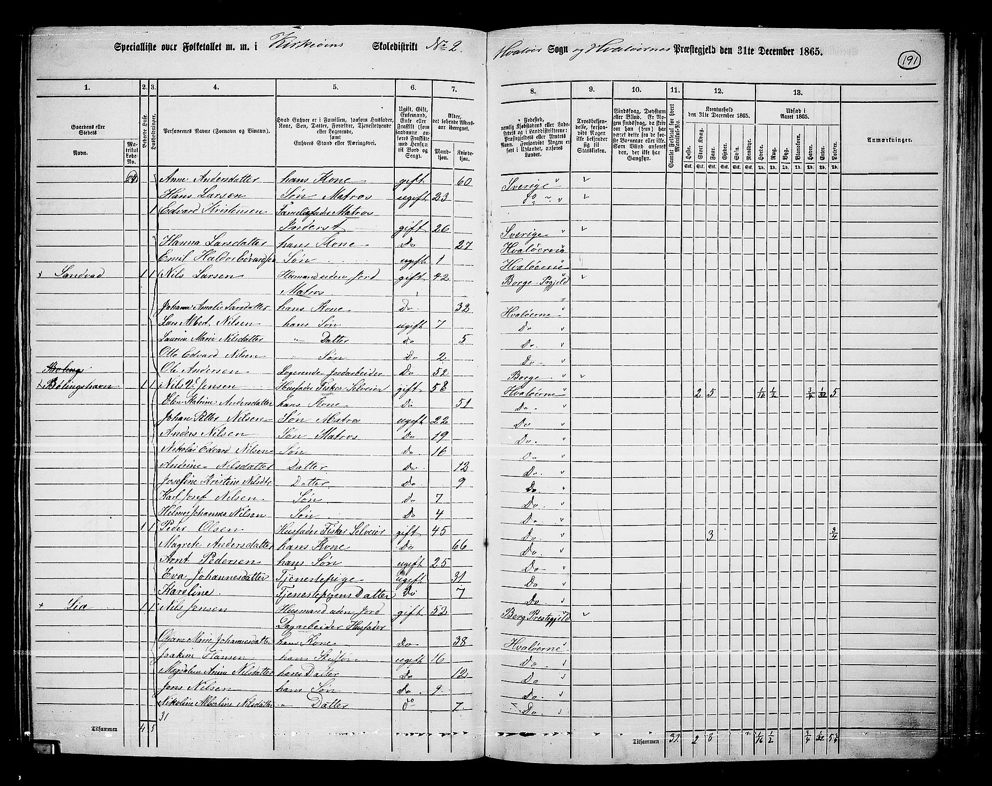 RA, 1865 census for Hvaler, 1865, p. 32