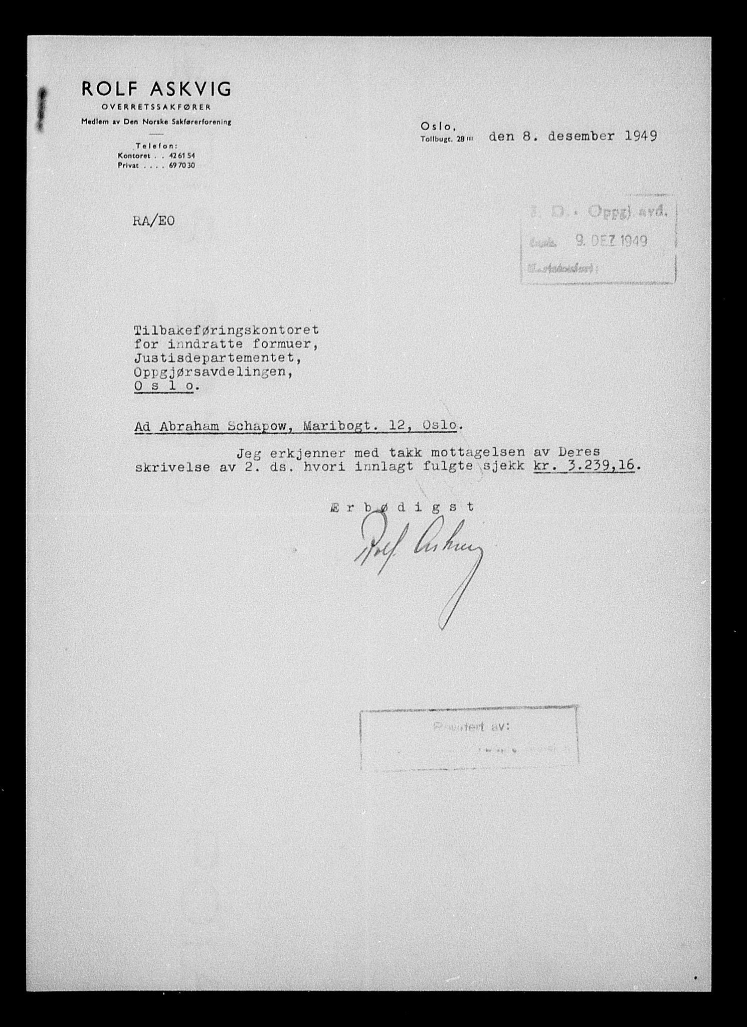 Justisdepartementet, Tilbakeføringskontoret for inndratte formuer, AV/RA-S-1564/H/Hc/Hcc/L0977: --, 1945-1947, p. 483