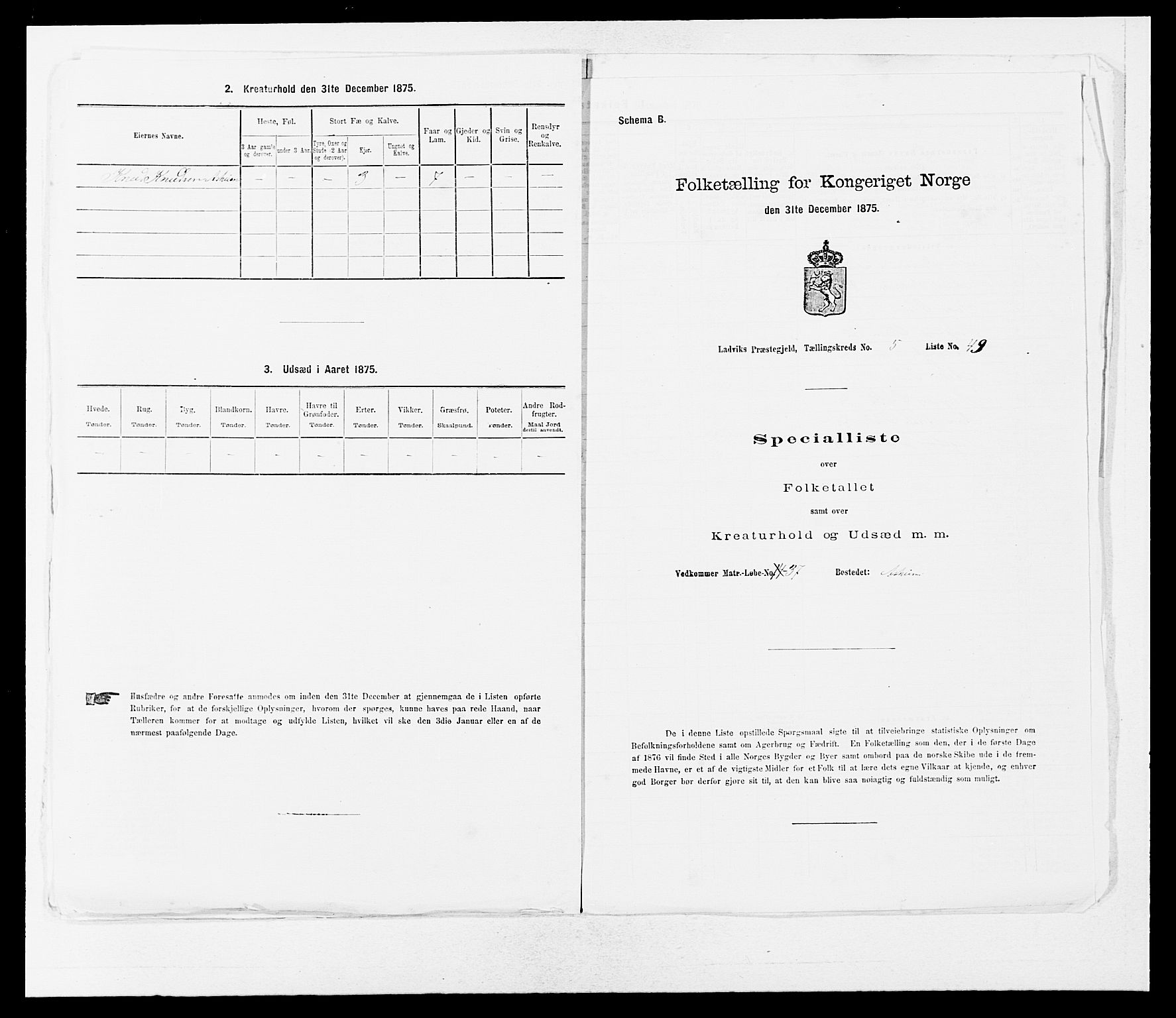 SAB, 1875 census for 1415P Lavik, 1875, p. 464