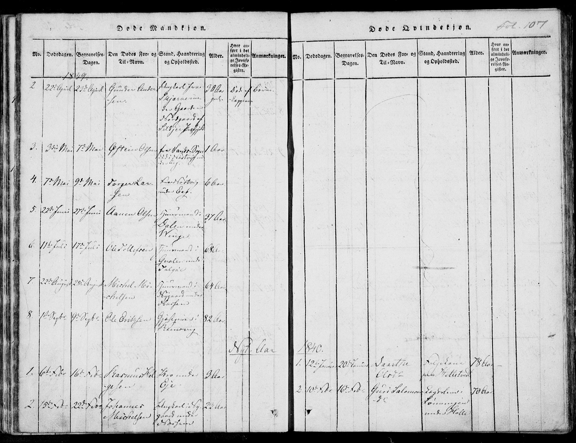 Nedstrand sokneprestkontor, AV/SAST-A-101841/01/IV: Parish register (official) no. A 7, 1816-1870, p. 107