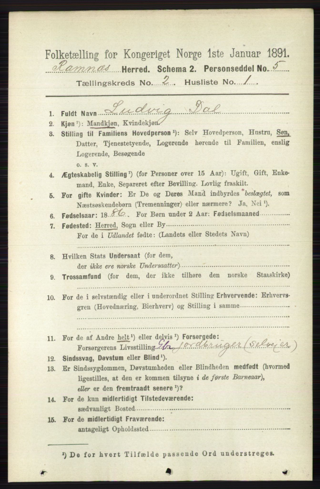 RA, 1891 census for 0718 Ramnes, 1891, p. 572