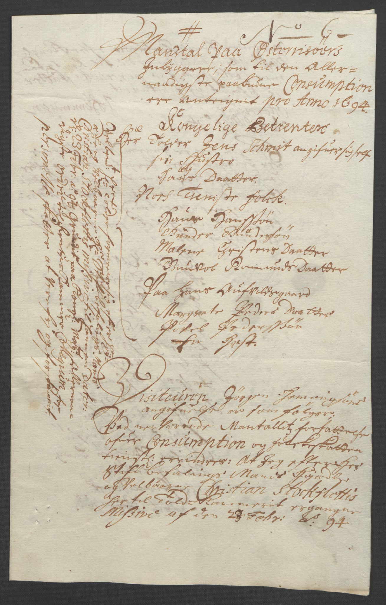 Rentekammeret inntil 1814, Reviderte regnskaper, Fogderegnskap, AV/RA-EA-4092/R39/L2312: Fogderegnskap Nedenes, 1693-1695, p. 177