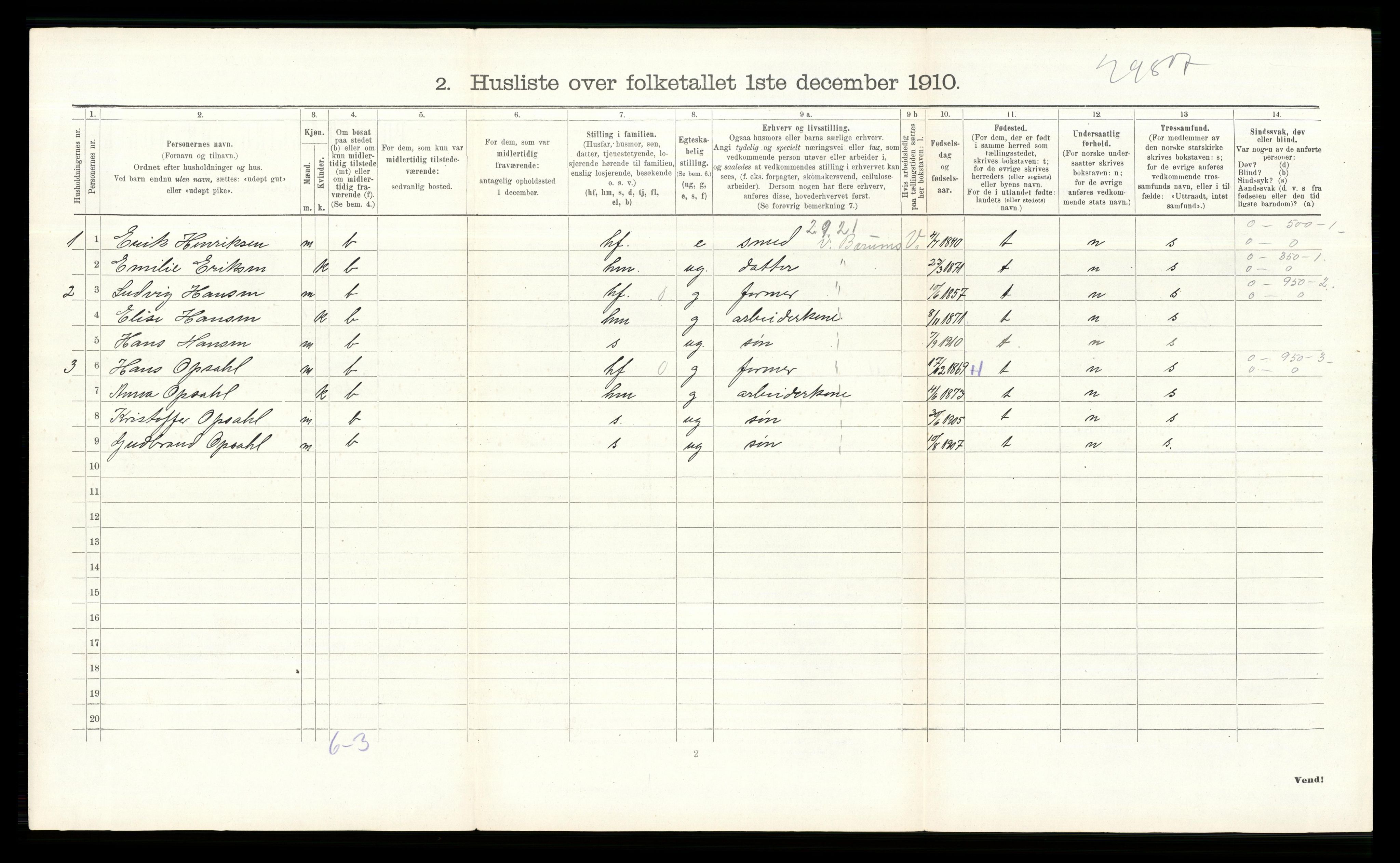 RA, 1910 census for Bærum, 1910, p. 314