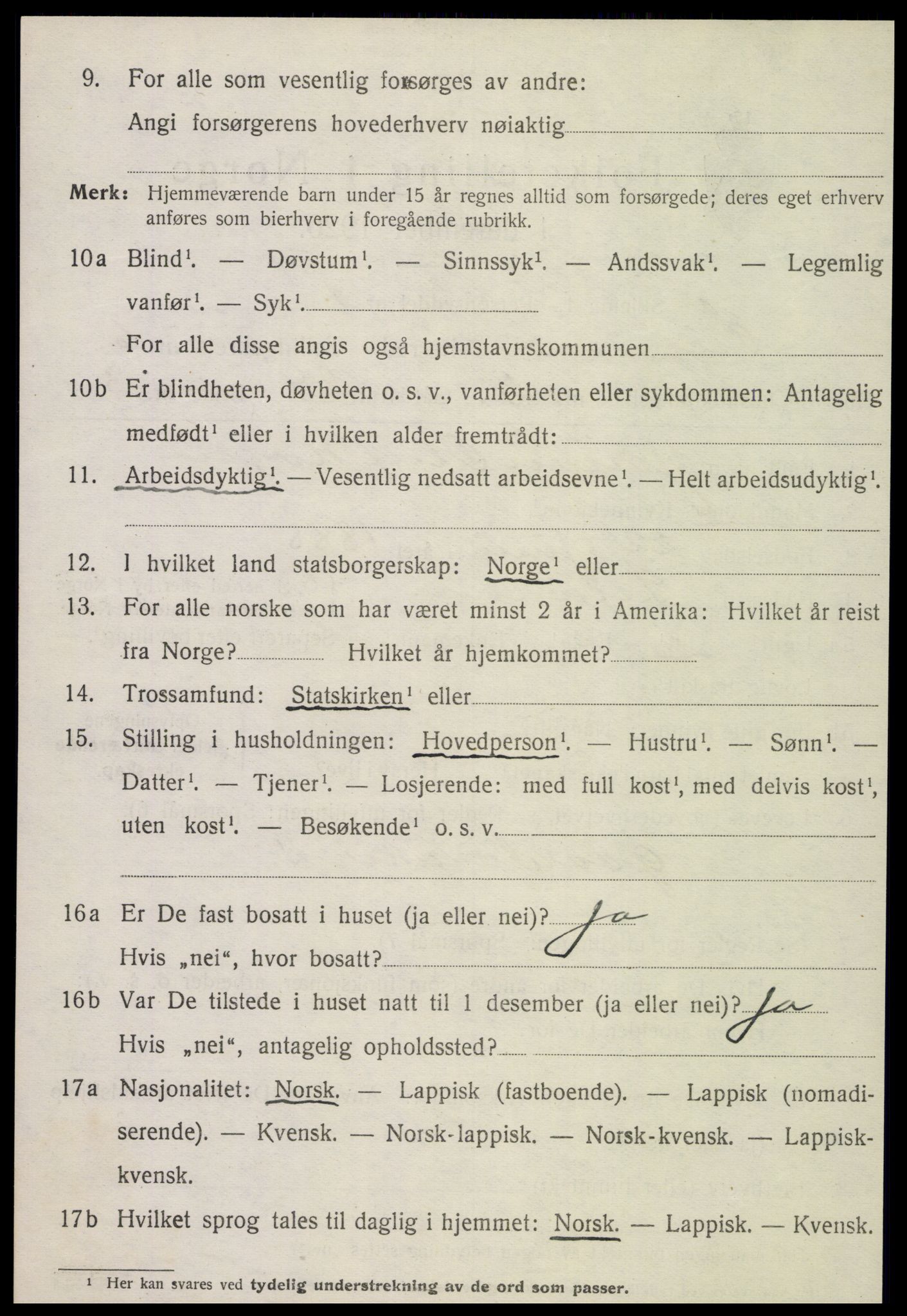 SAT, 1920 census for Snåsa, 1920, p. 2587